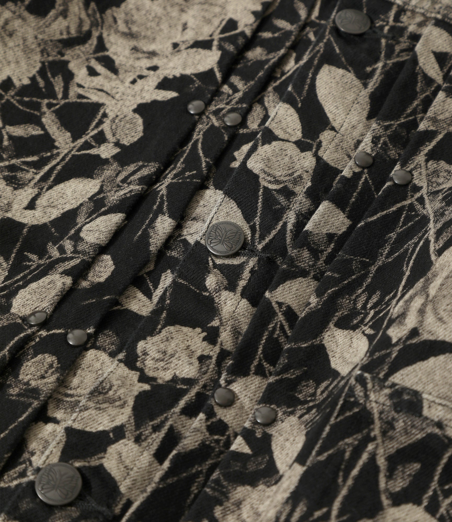 M.W. Jean Jacket - Black - 13oz Denim / Rose Printed