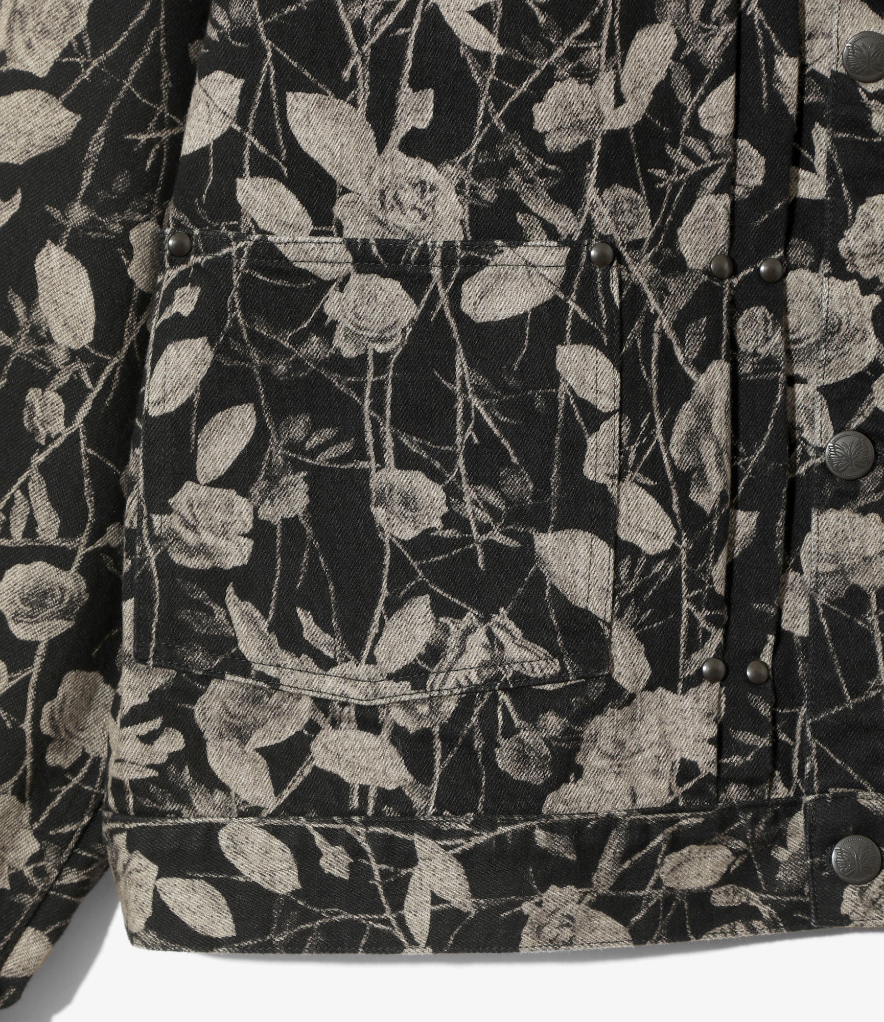 M.W. Jean Jacket - Black - 13oz Denim / Rose Printed