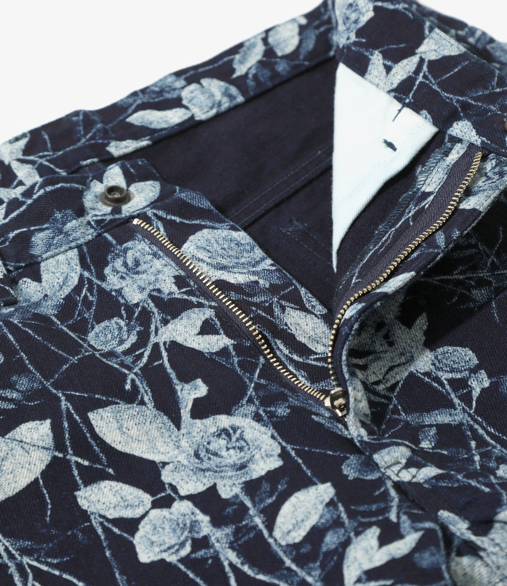 Women's Straight Jean - Indigo - 13oz Denim / Rose Printed