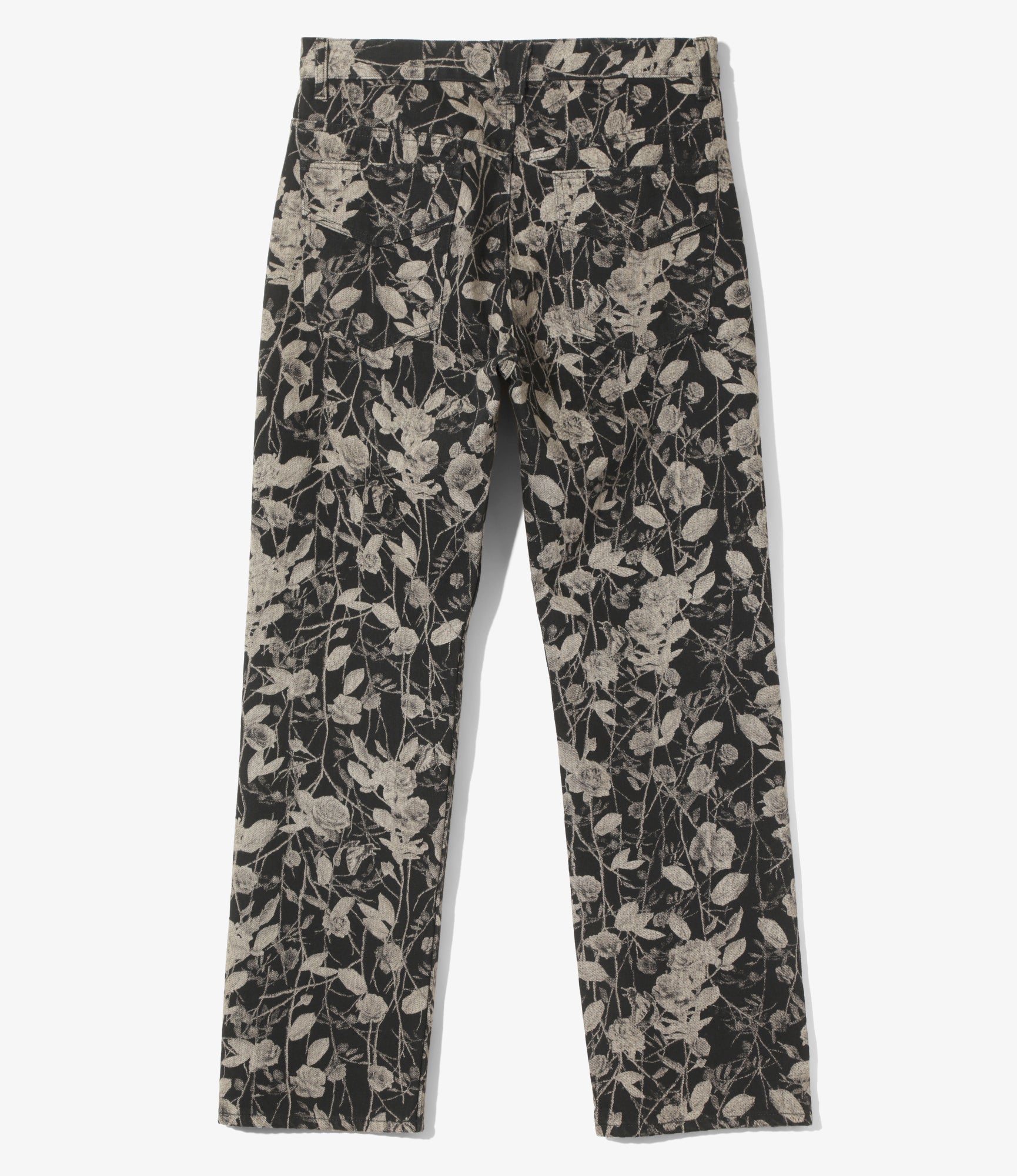 Straight Jean - Black - 13oz Denim / Rose Printed