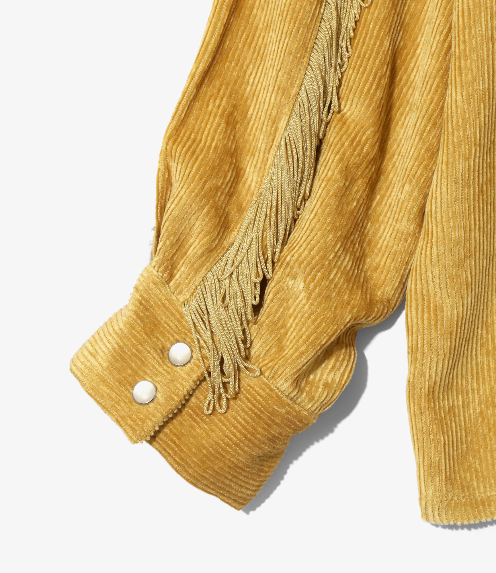 Fringe Open Collar Shirt - Gold - Rayon Corduroy