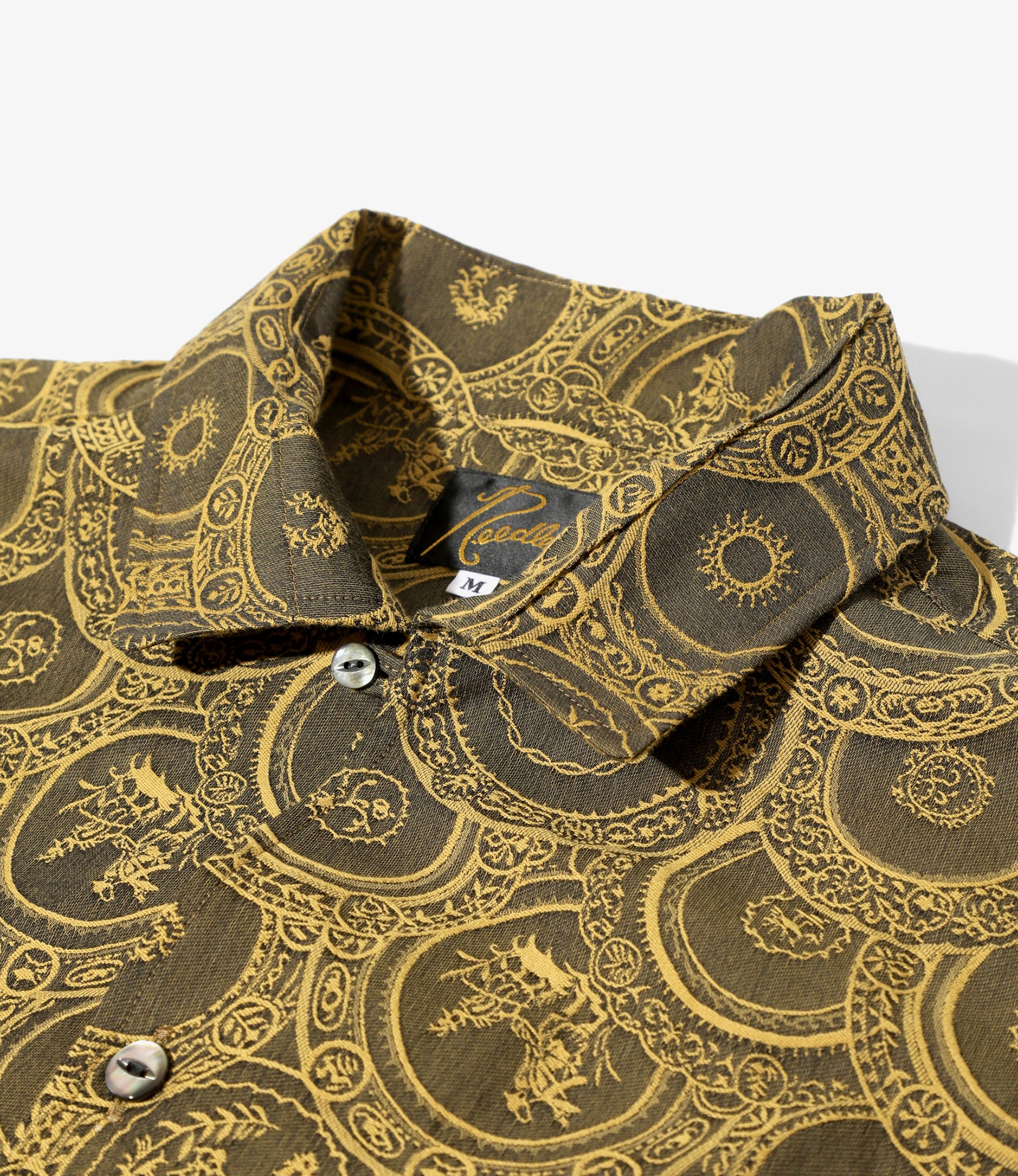 Italian Collar Shirt - Yellow - Ornament Jacquard