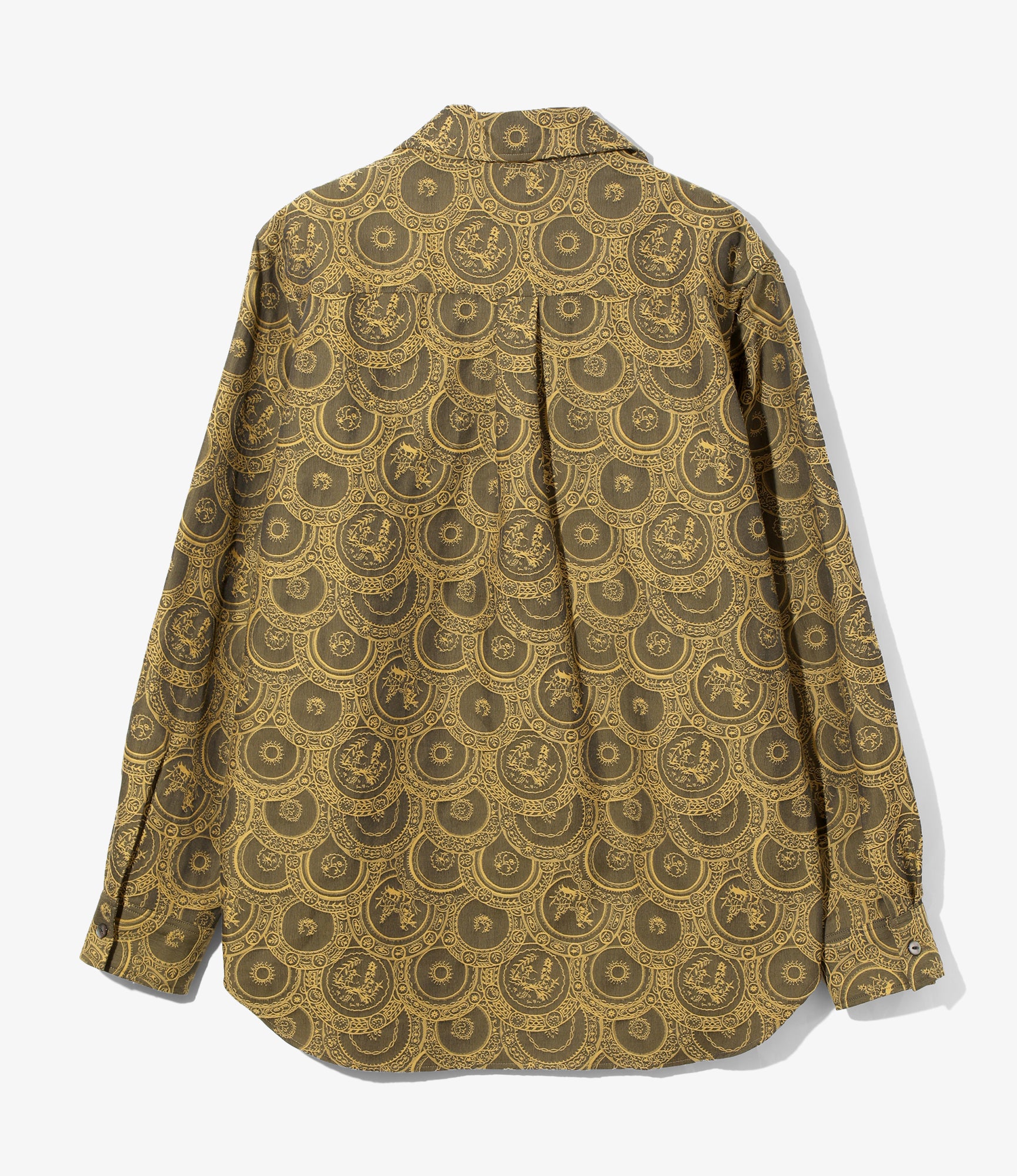 Italian Collar Shirt - Yellow - Ornament Jacquard