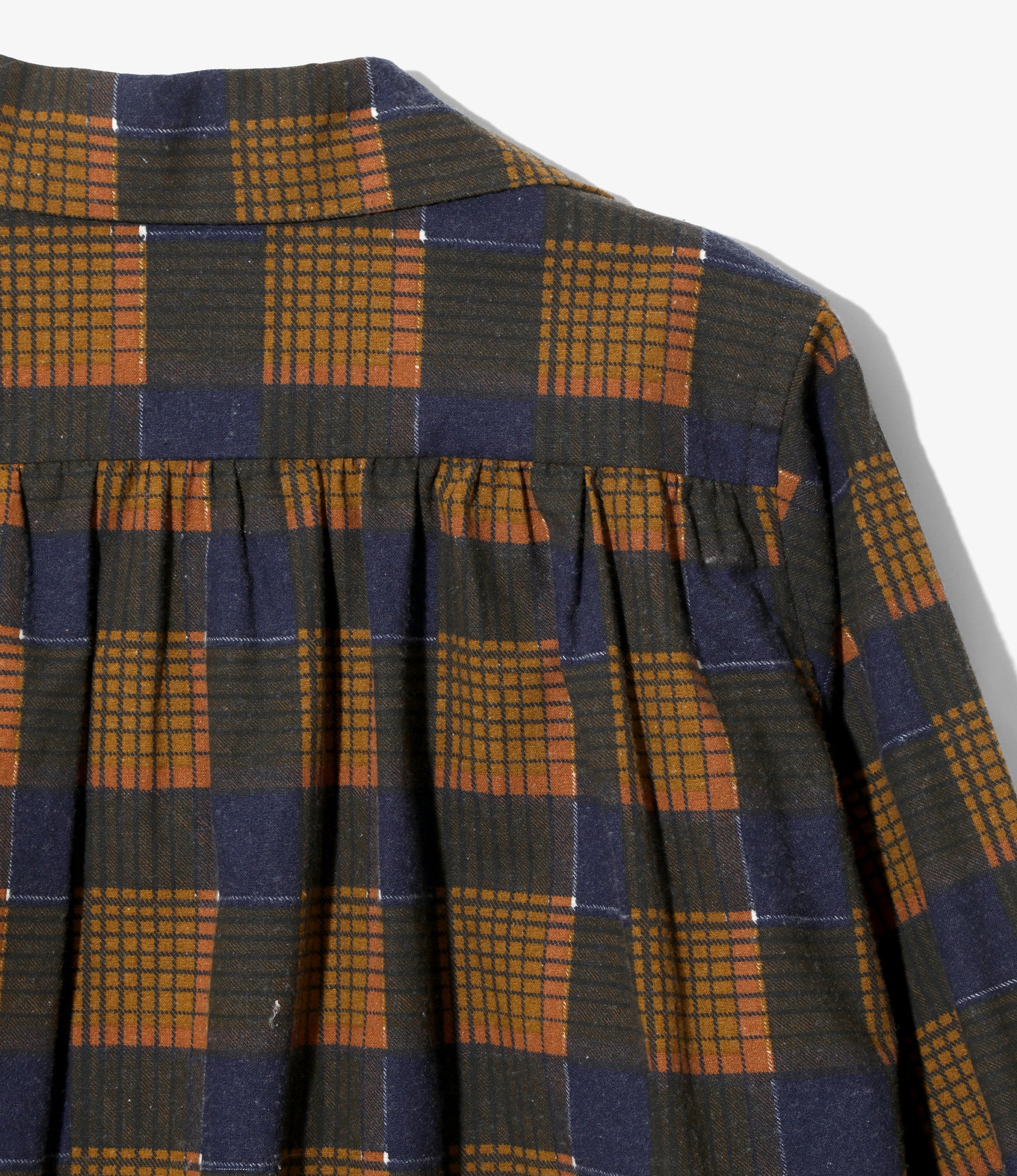 Women's Gathered Blouse - Brown - Printed Flannel