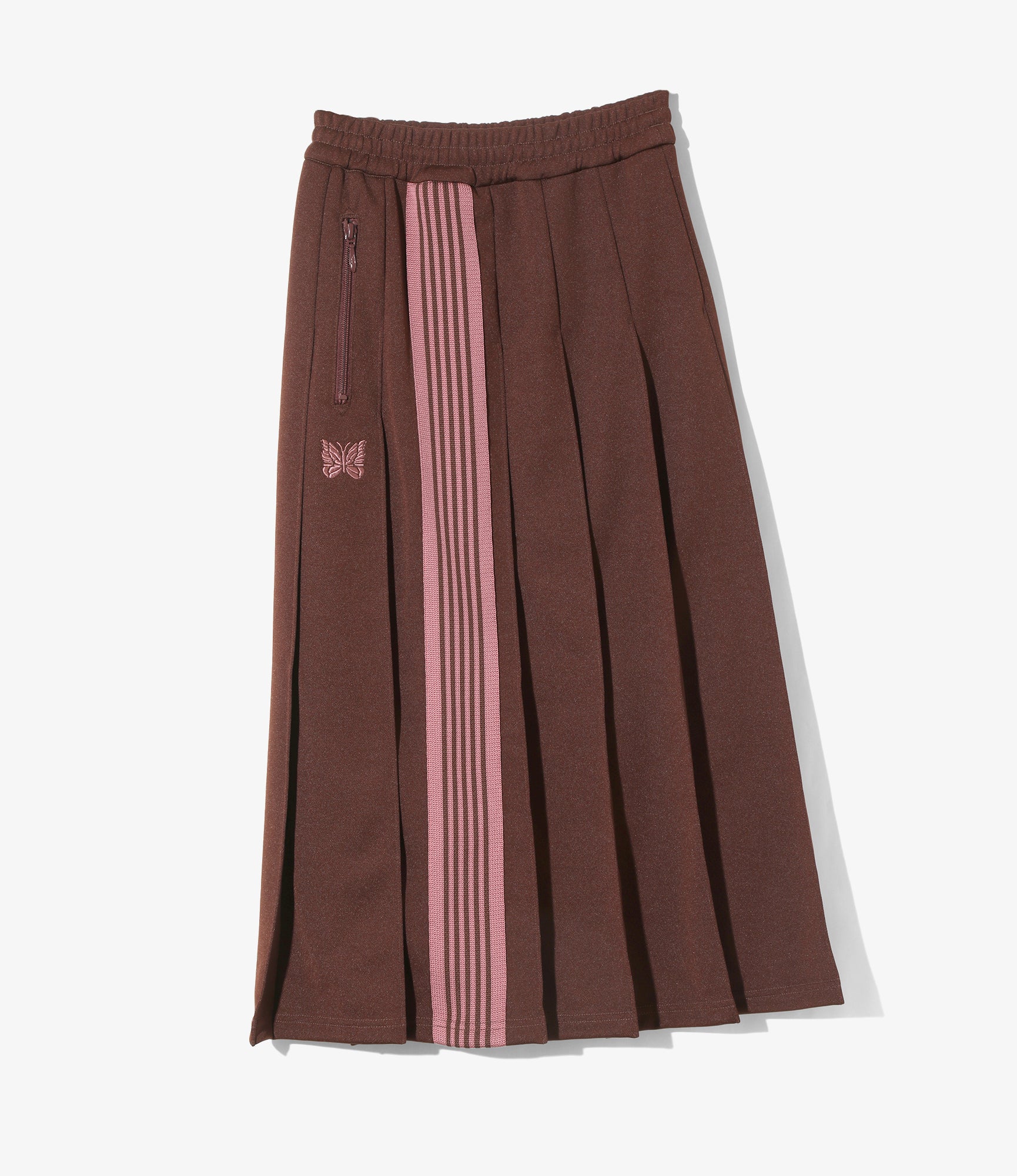 Women's Pleated Track Skirt - Brown - Poly Smooth