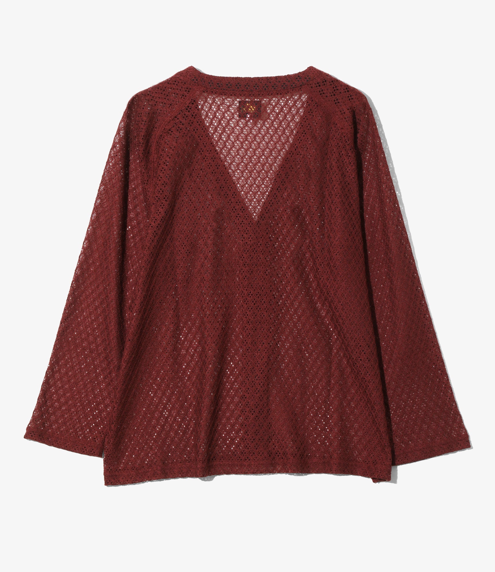V-Neck Cardigan - Burgundy - PE/W Raschel Lace
