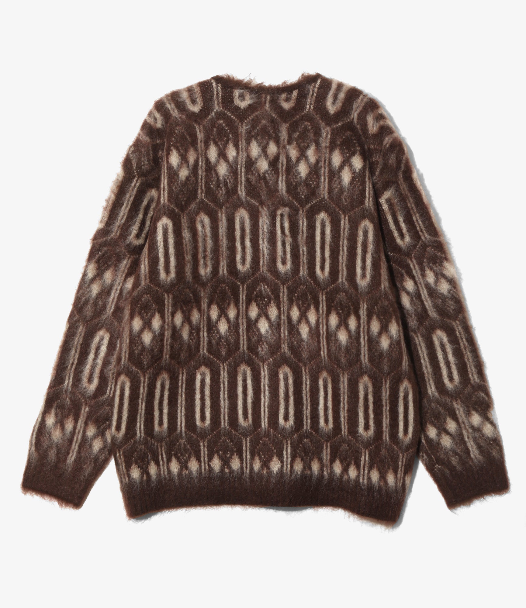 Mohair Cardigan - Burgundy - Geometric