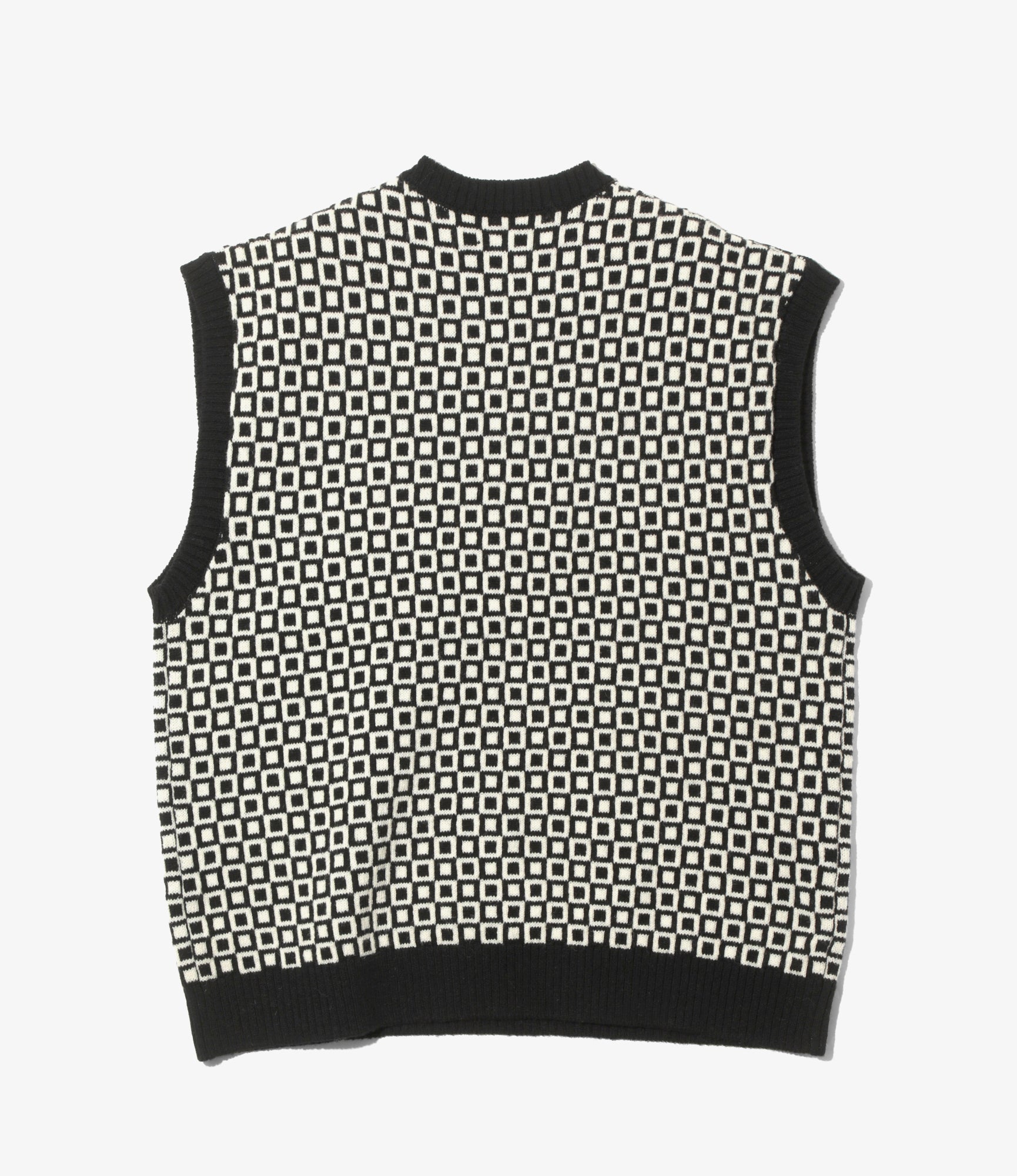 Shetland Knit Vest - Black - Plaid