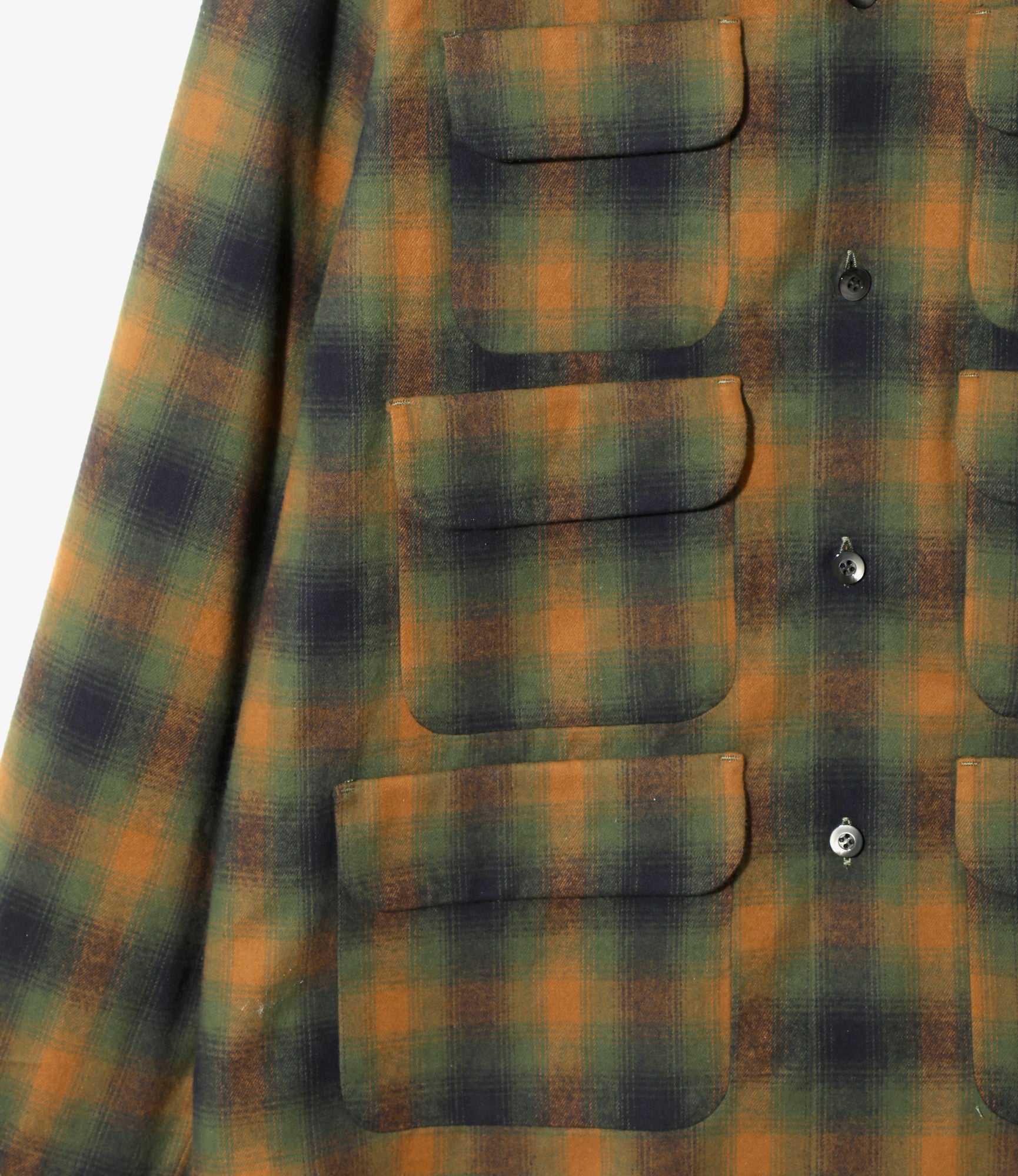 6 Pocket Shirt - Green - Cotton Plaid