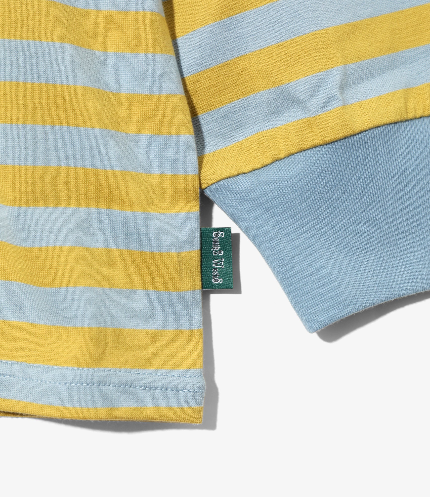 L/S Round Pocket Tee - Sax Blue - Cotton Stripe Jersey