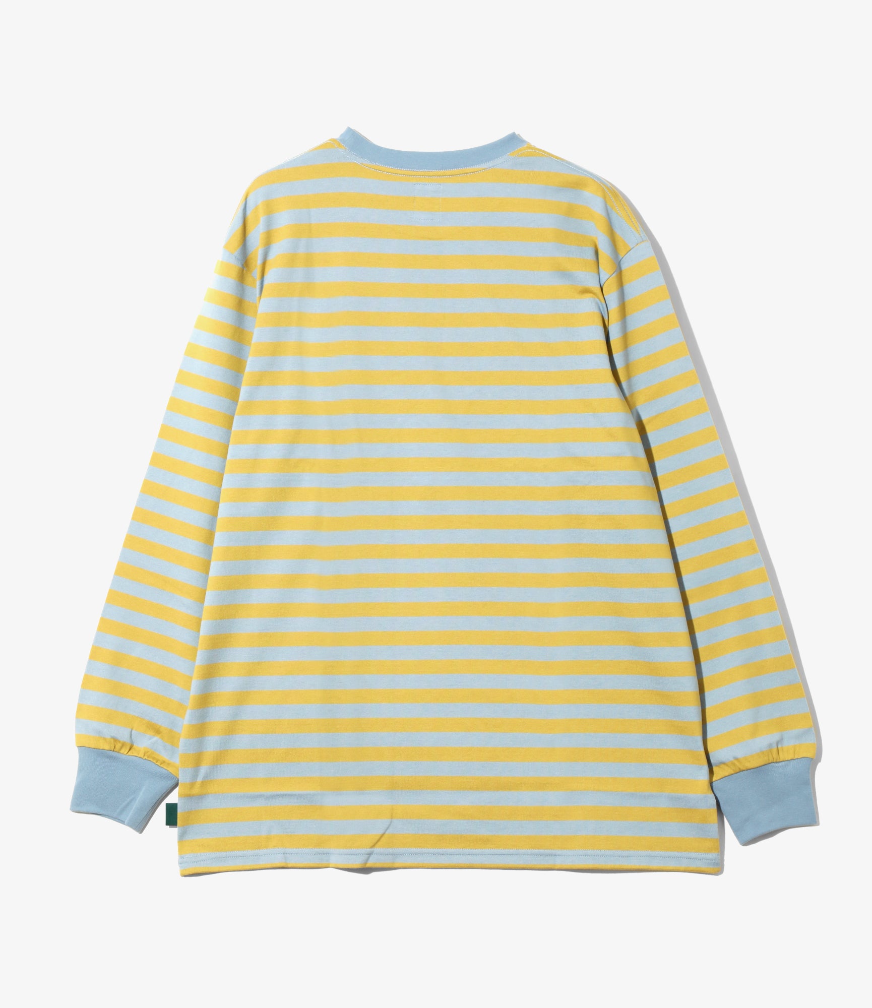 L/S Round Pocket Tee - Sax Blue - Cotton Stripe Jersey