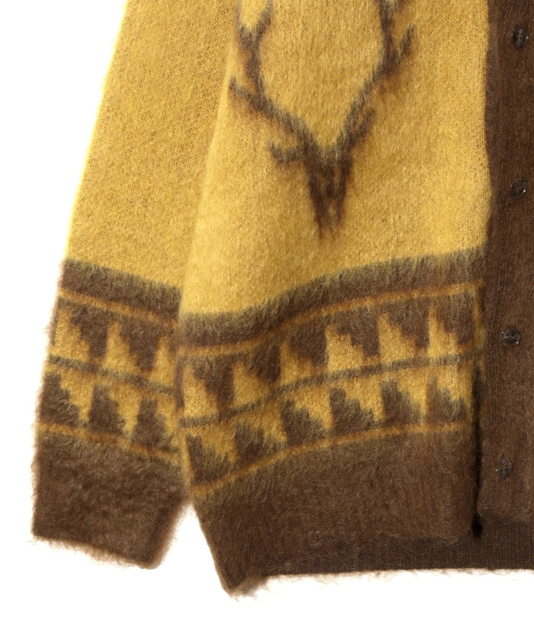 Mohair V Neck Cardigan Sweater - Yellow - Nordic Skull