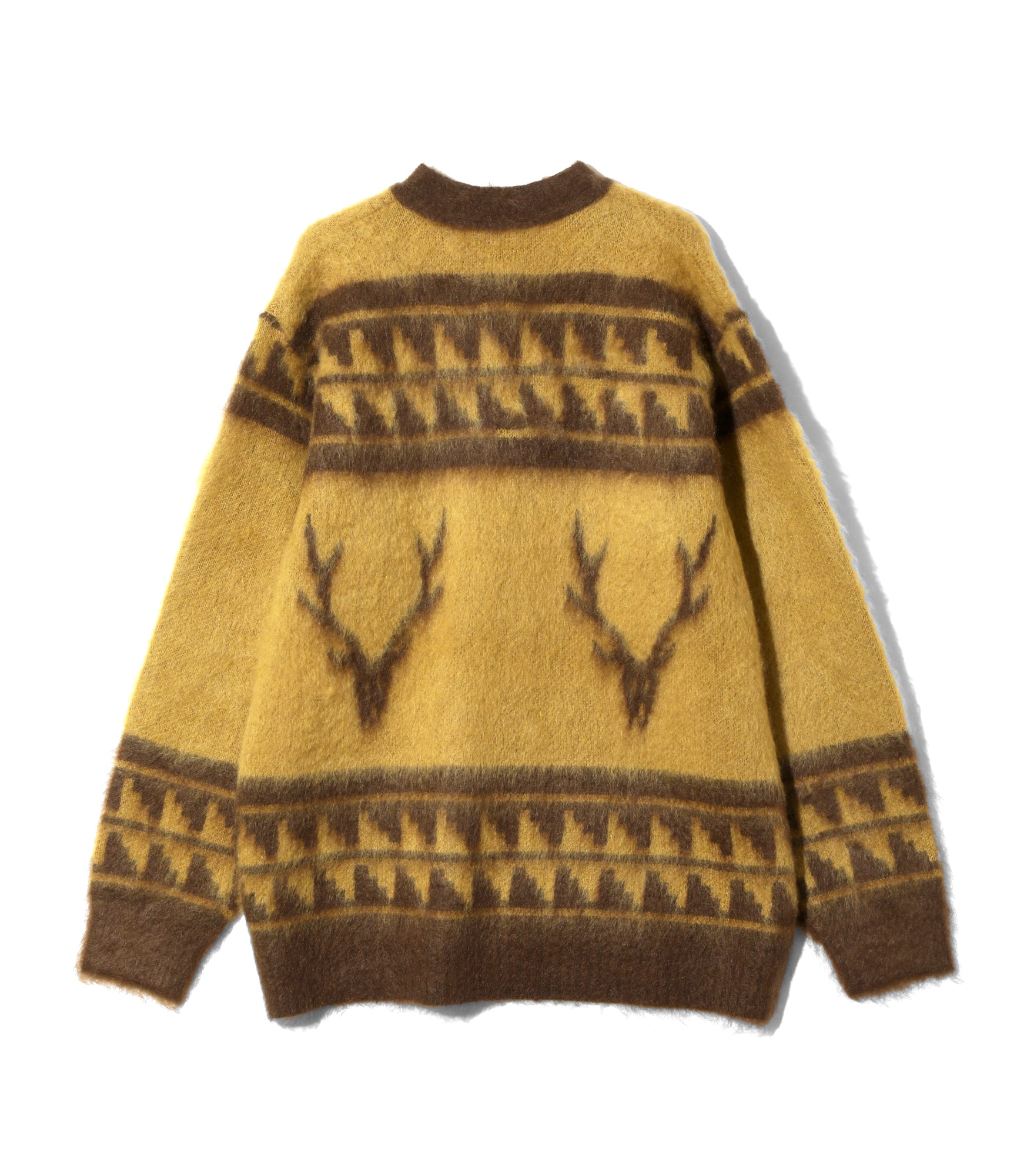 Mohair V Neck Cardigan Sweater - Yellow - Nordic Skull