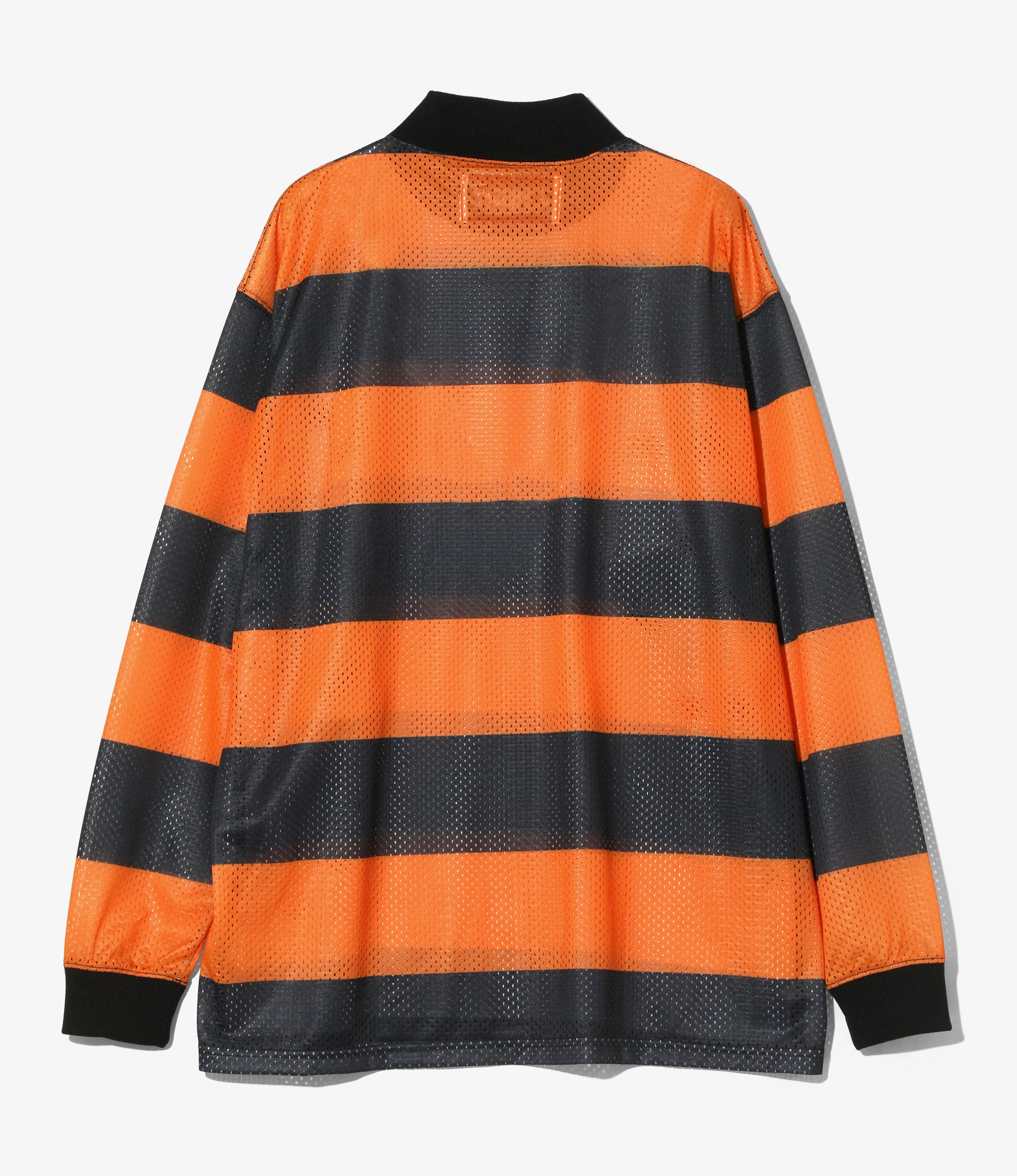 L/S Mock Neck Tee - Orange/Black - Stripe Mesh
