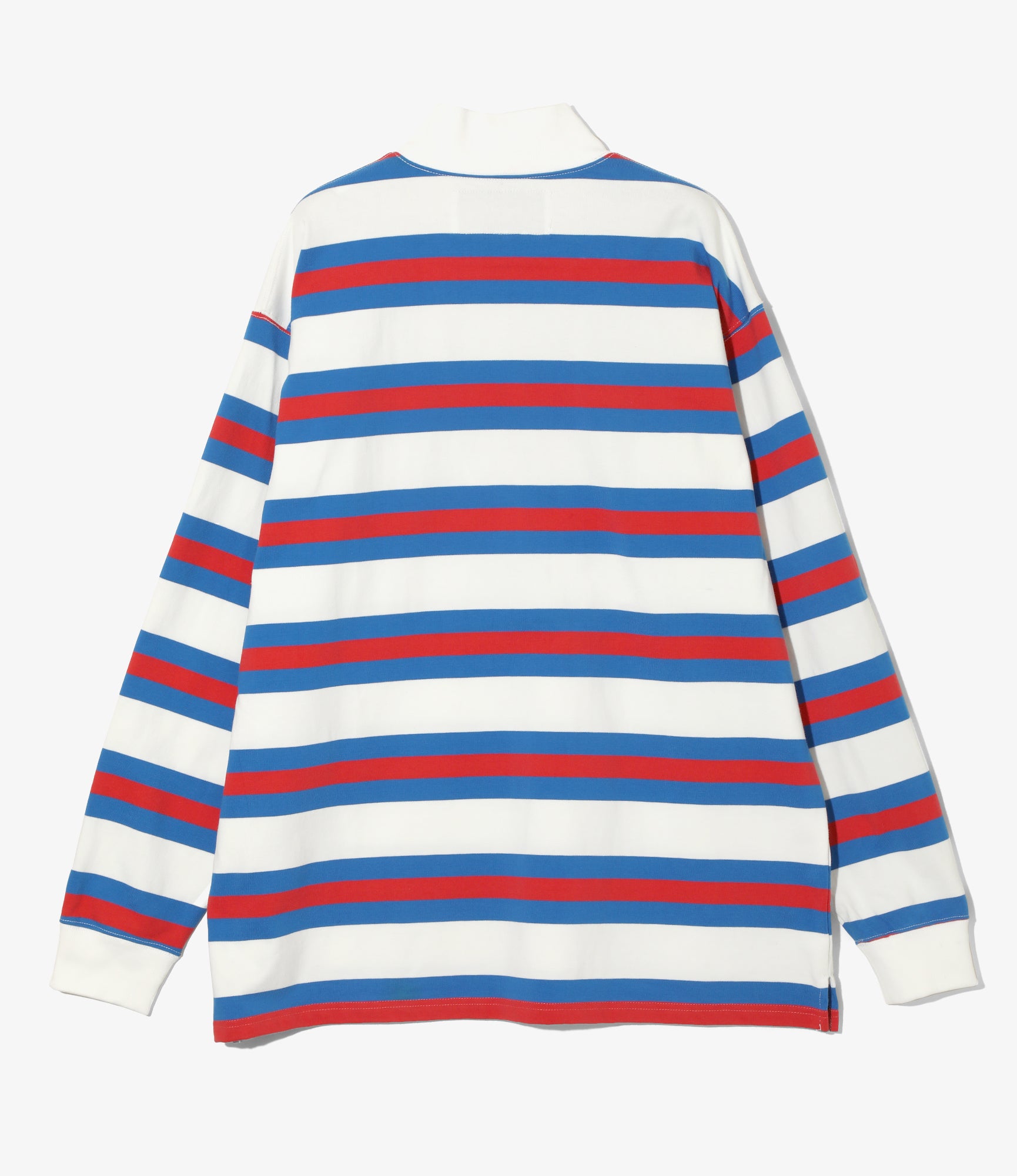 L/S Mock Neck Tee - Tricolour - Stripe Cotton Jersey
