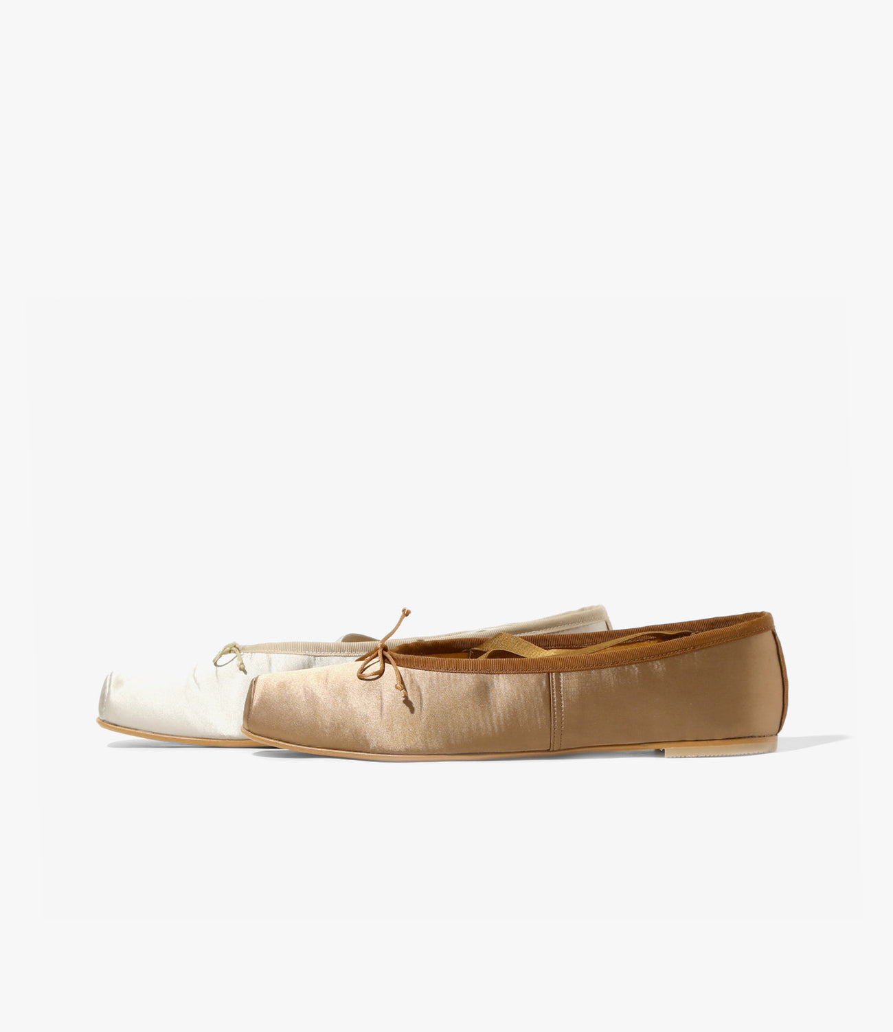 Color Combination Ballet Shoes - Tan - Sateen