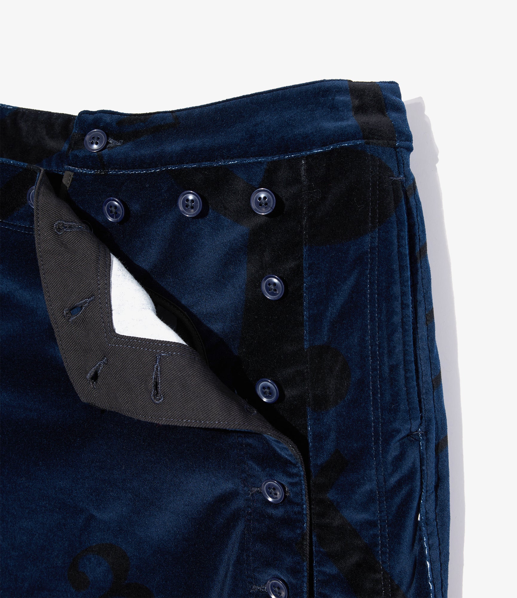 Women's Sailor Skirt - Navy Cotton Printed Music Note Velveteen