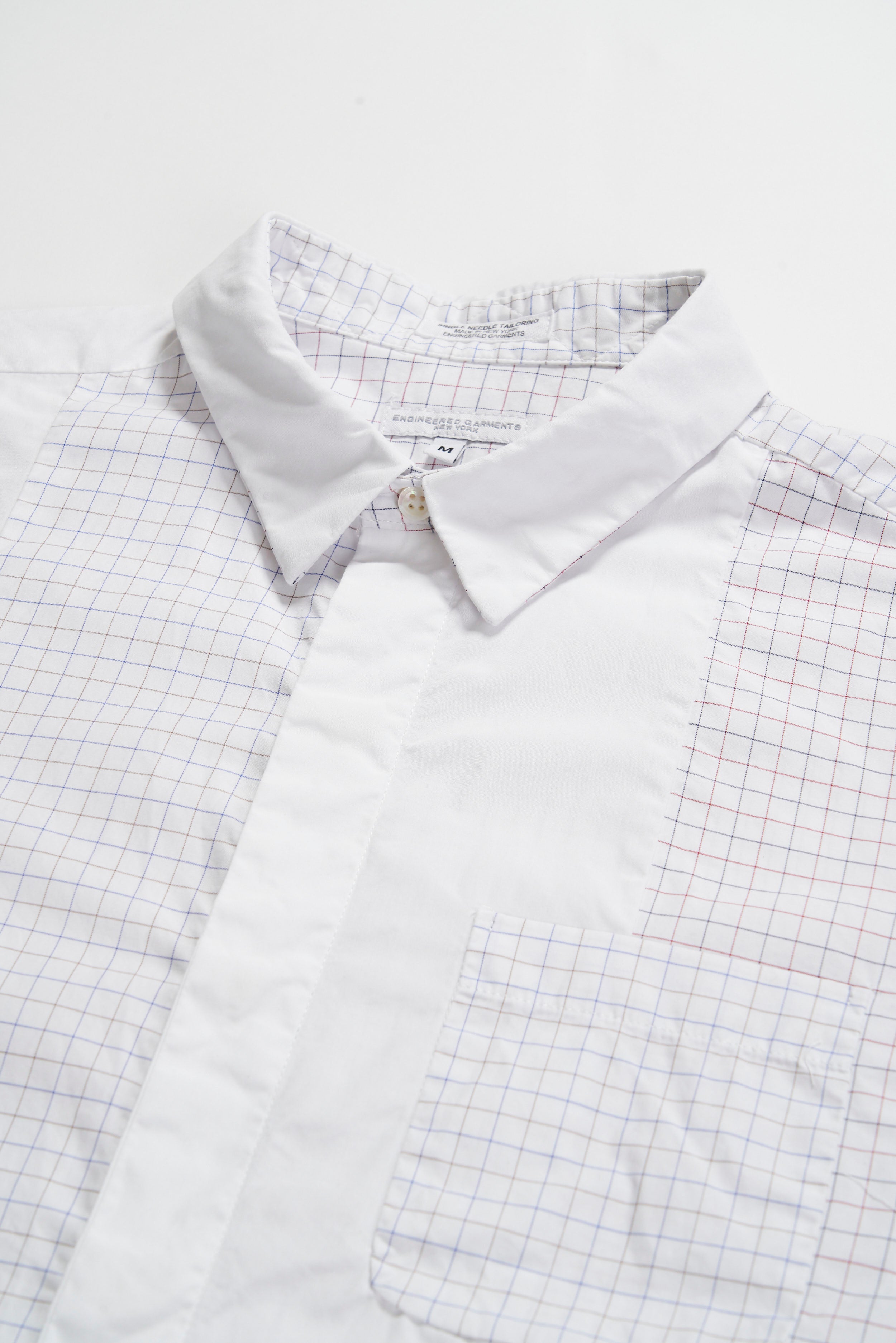 Combo Short Collar Shirt - Blue / White Cotton Tattersail