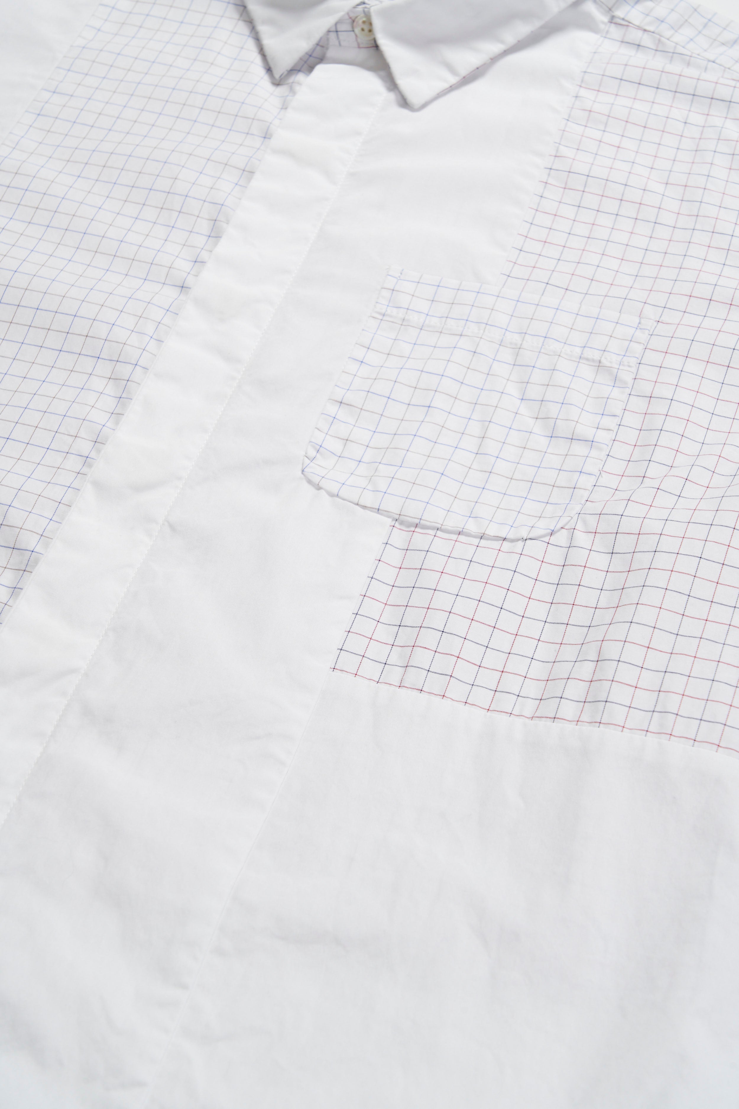 Combo Short Collar Shirt - Blue / White Cotton Tattersail