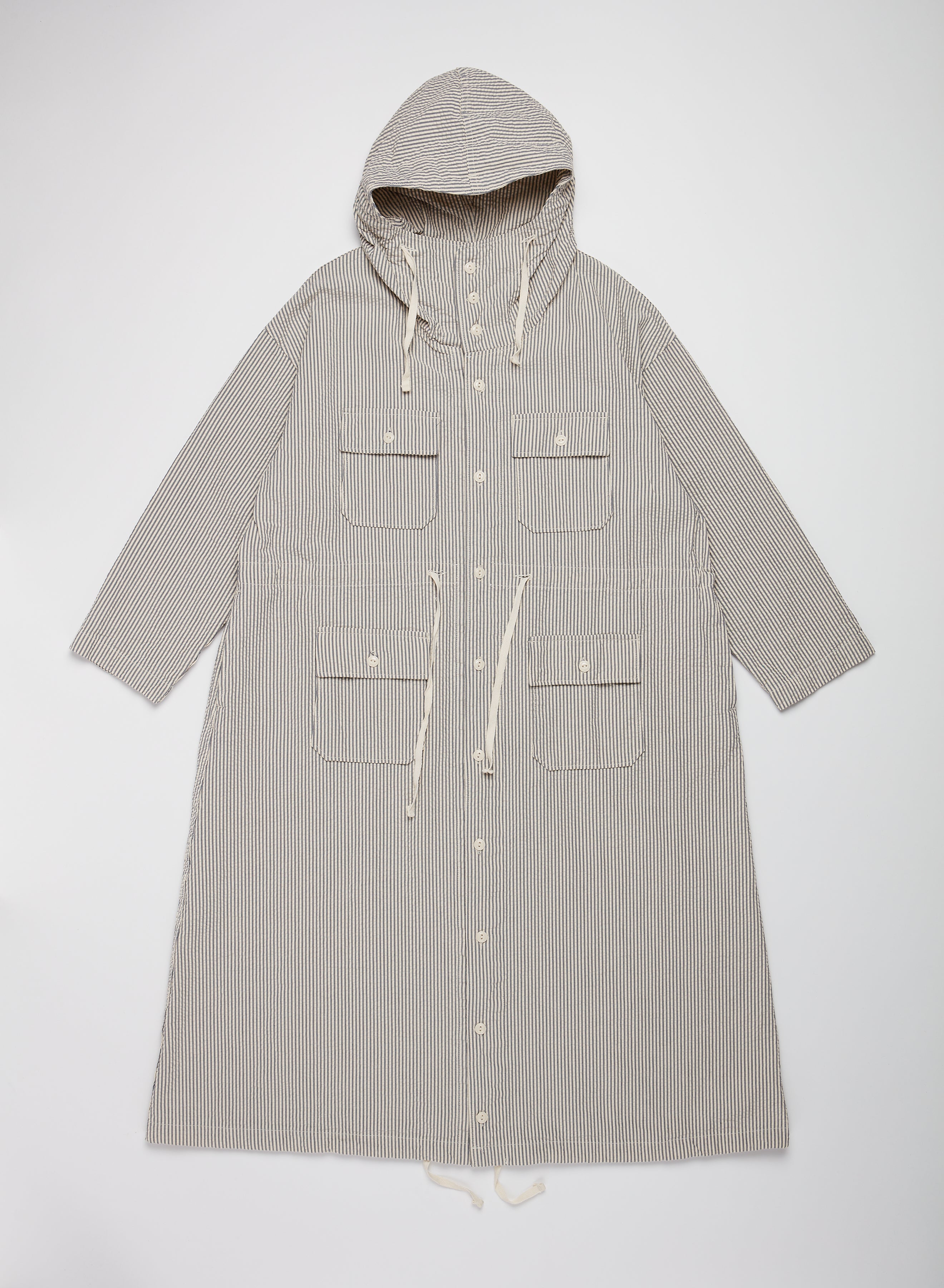 Cagoule Dress - Navy / Natural Cotton Seersucker