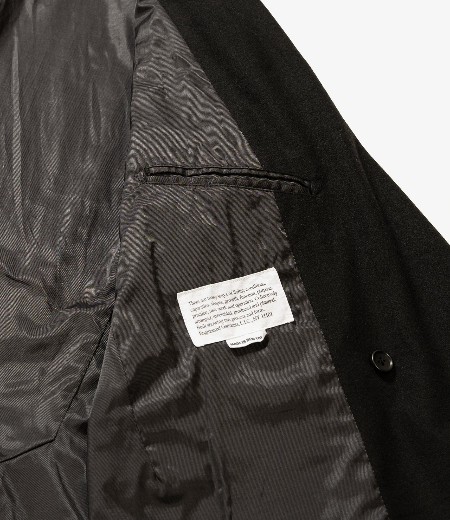 DBL Peak Jacket - Black Solid Poly Wool Flannel