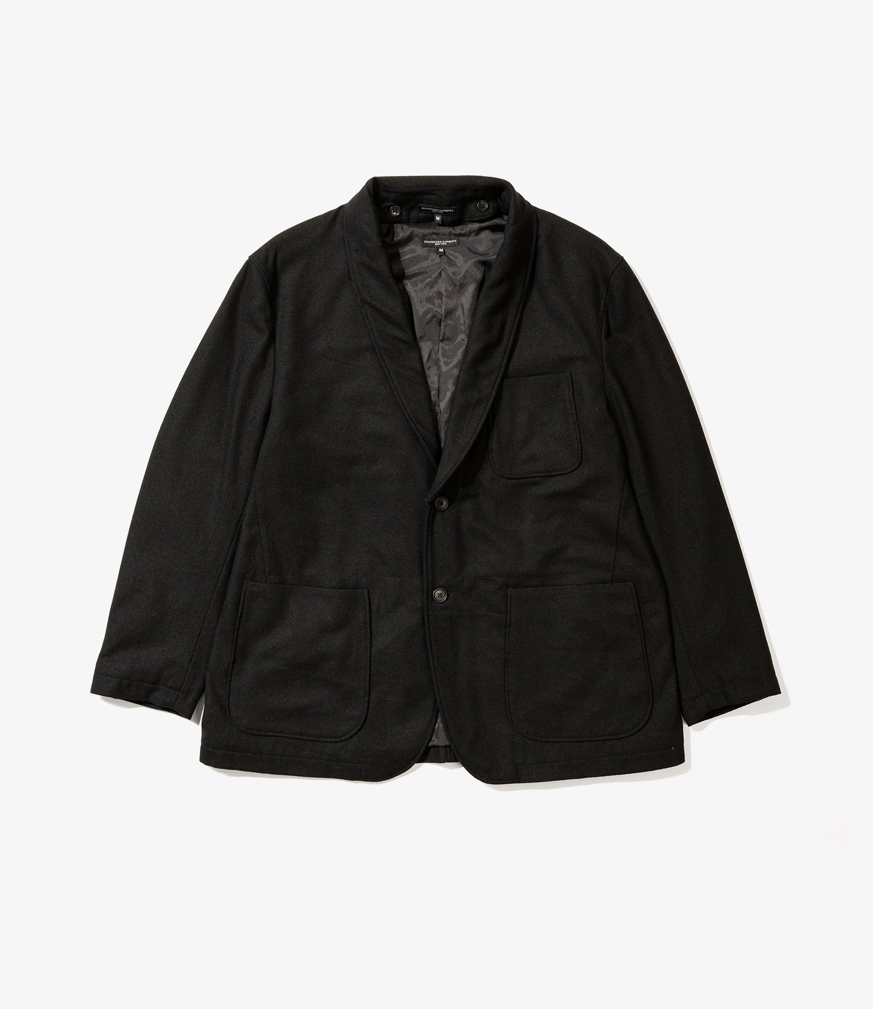 Trans Jacket - Black Solid Poly Wool Flannel