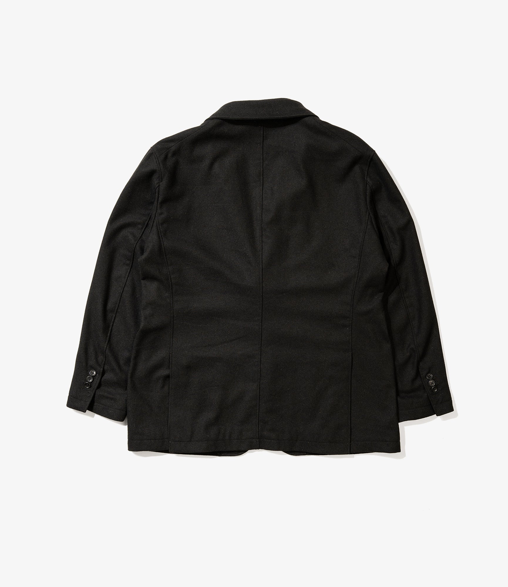Trans Jacket - Black Solid Poly Wool Flannel