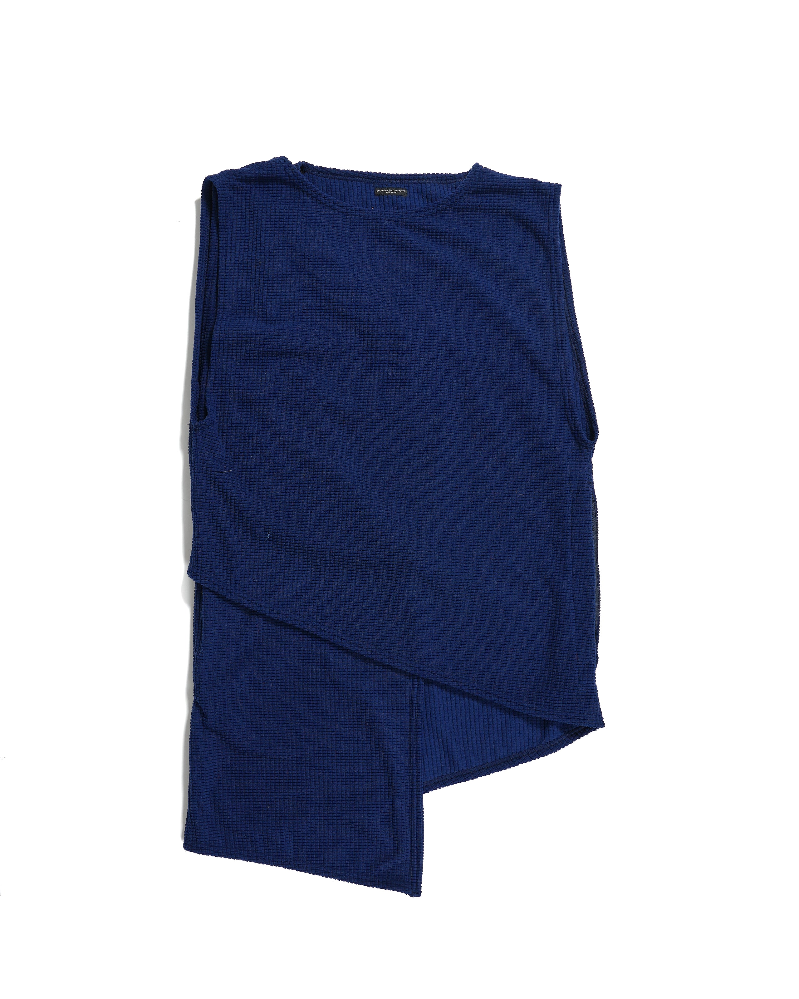 Wrap Knit Vest - Blue Polyester Waffle