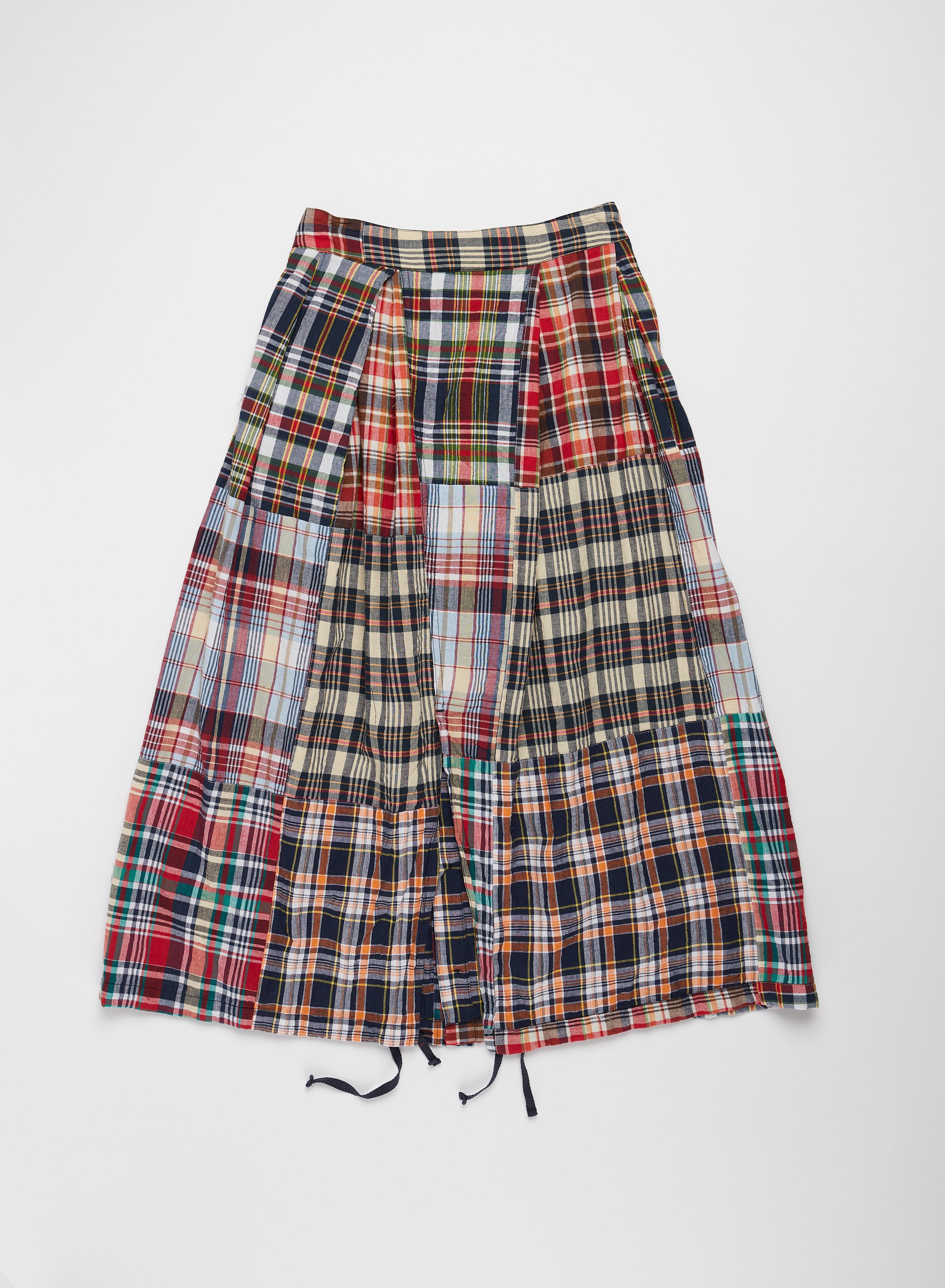 Tuck Skirt - Navy Square Patchwork Madras