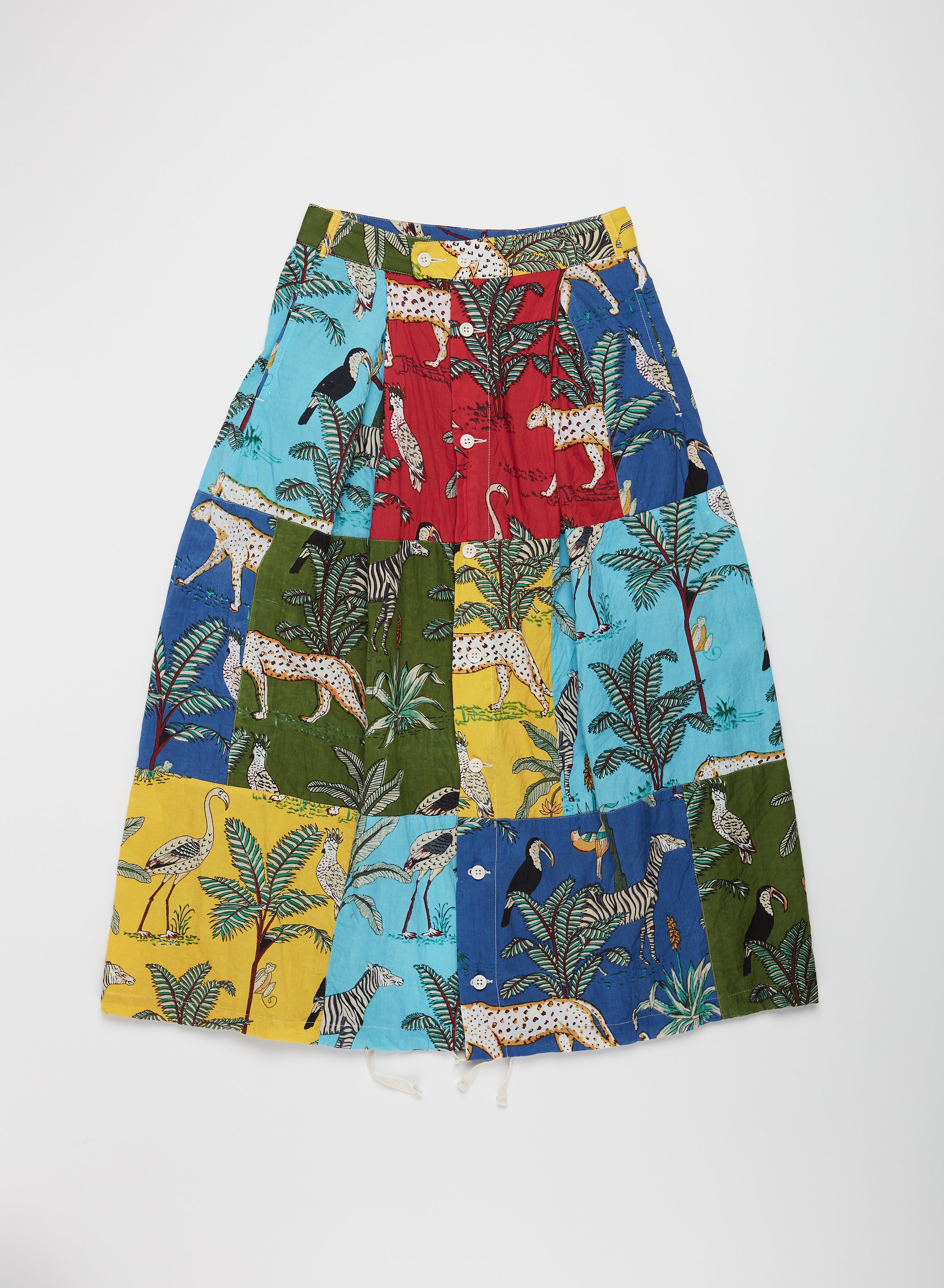 Tuck Skirt - Multi Color Animal Print Patchwork