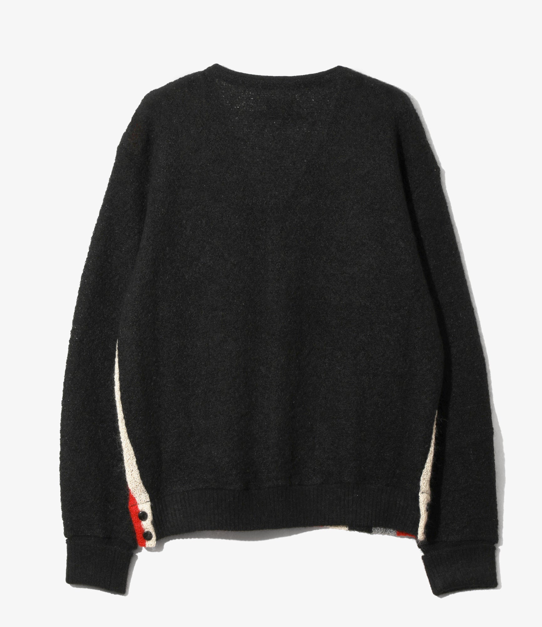 Knit Cardigan - Black - Crepe Weave Stripe