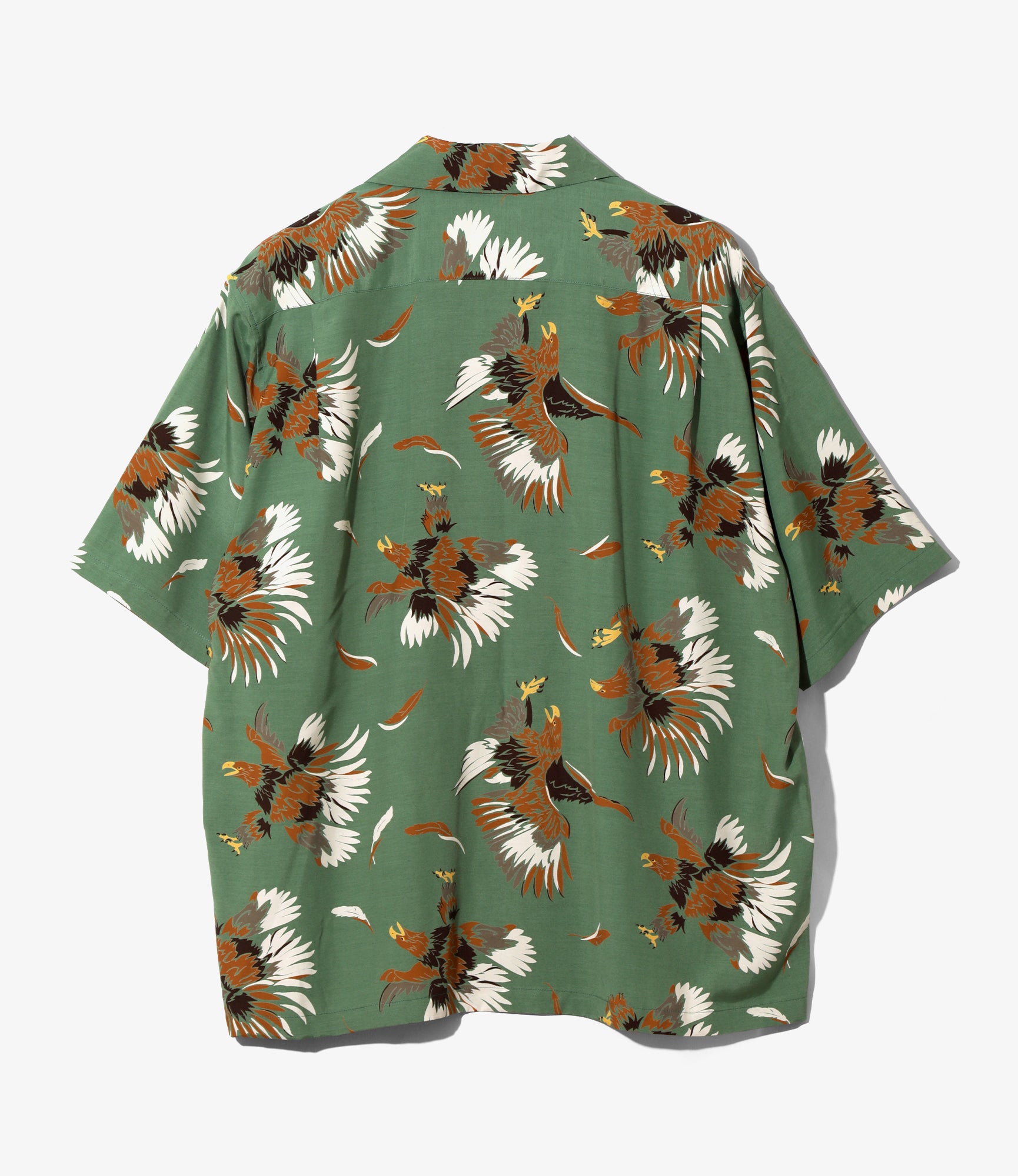 S/S Open Collar Shirt - Green - Eagle