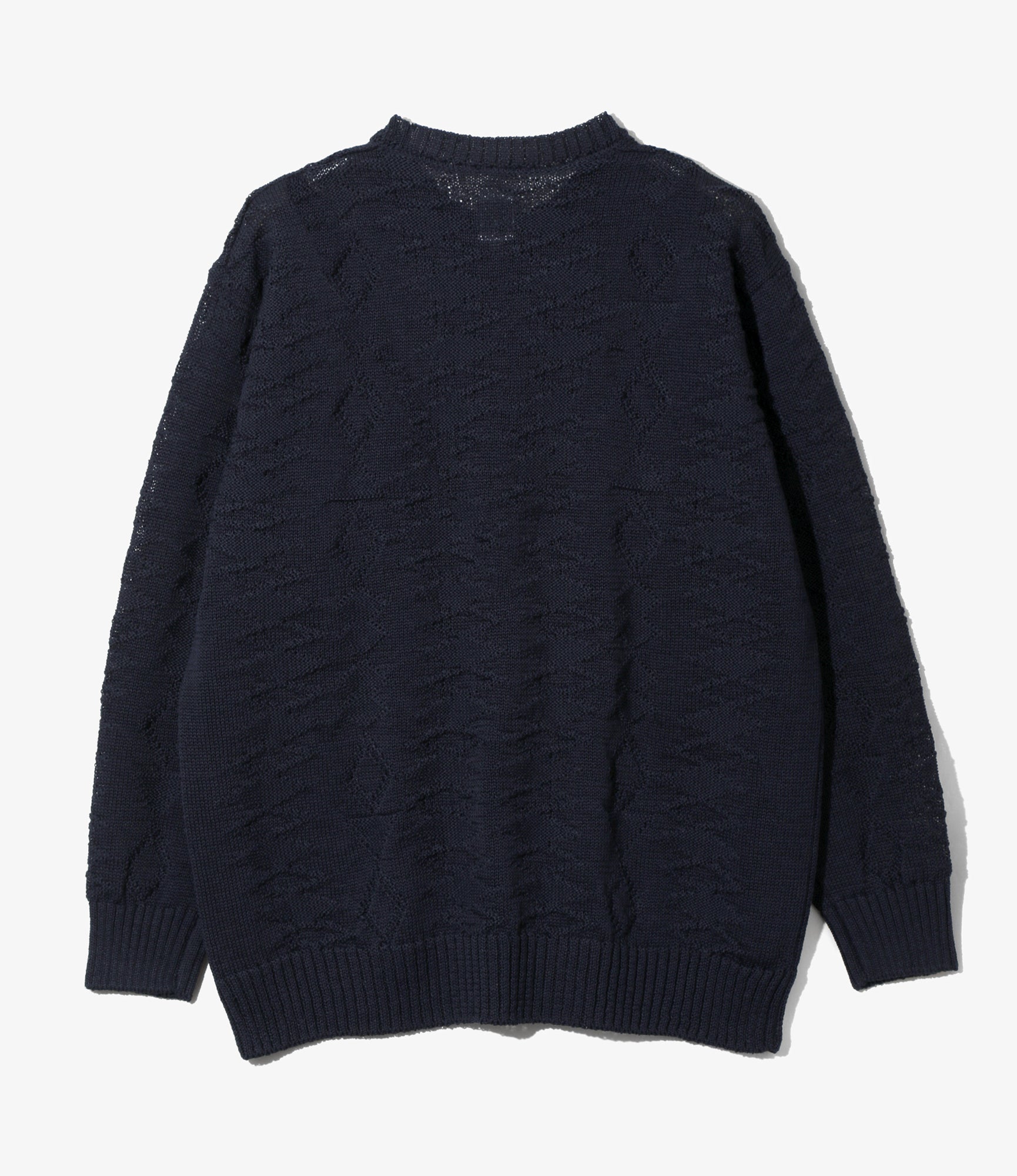 Crew Neck Sweater - Navy - Native Pattern