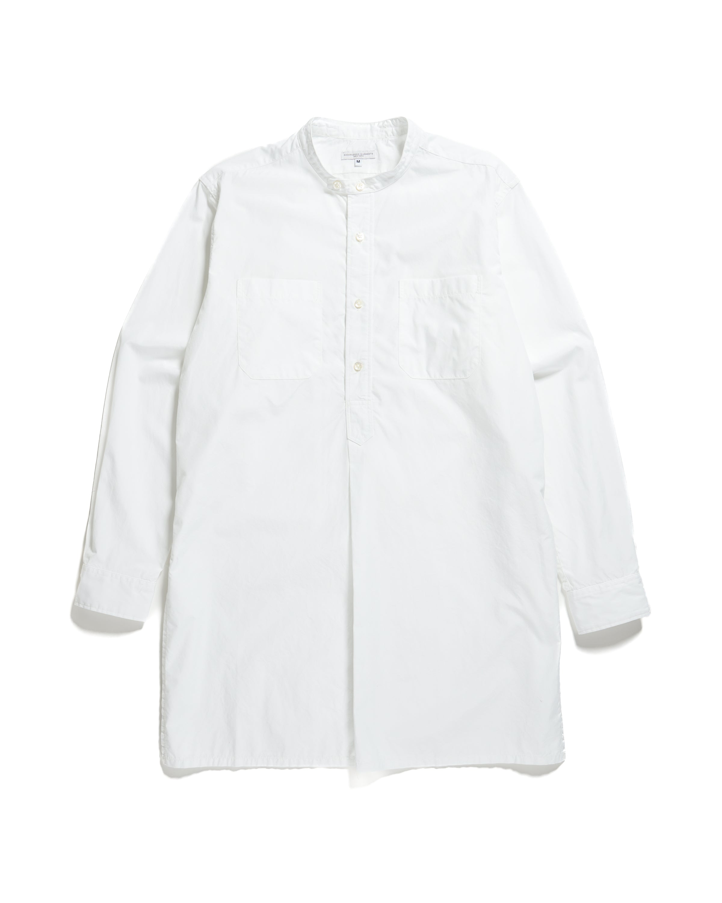 Banded Collar Long Shirt - White 100's 2Ply Broadcloth - NNY SP