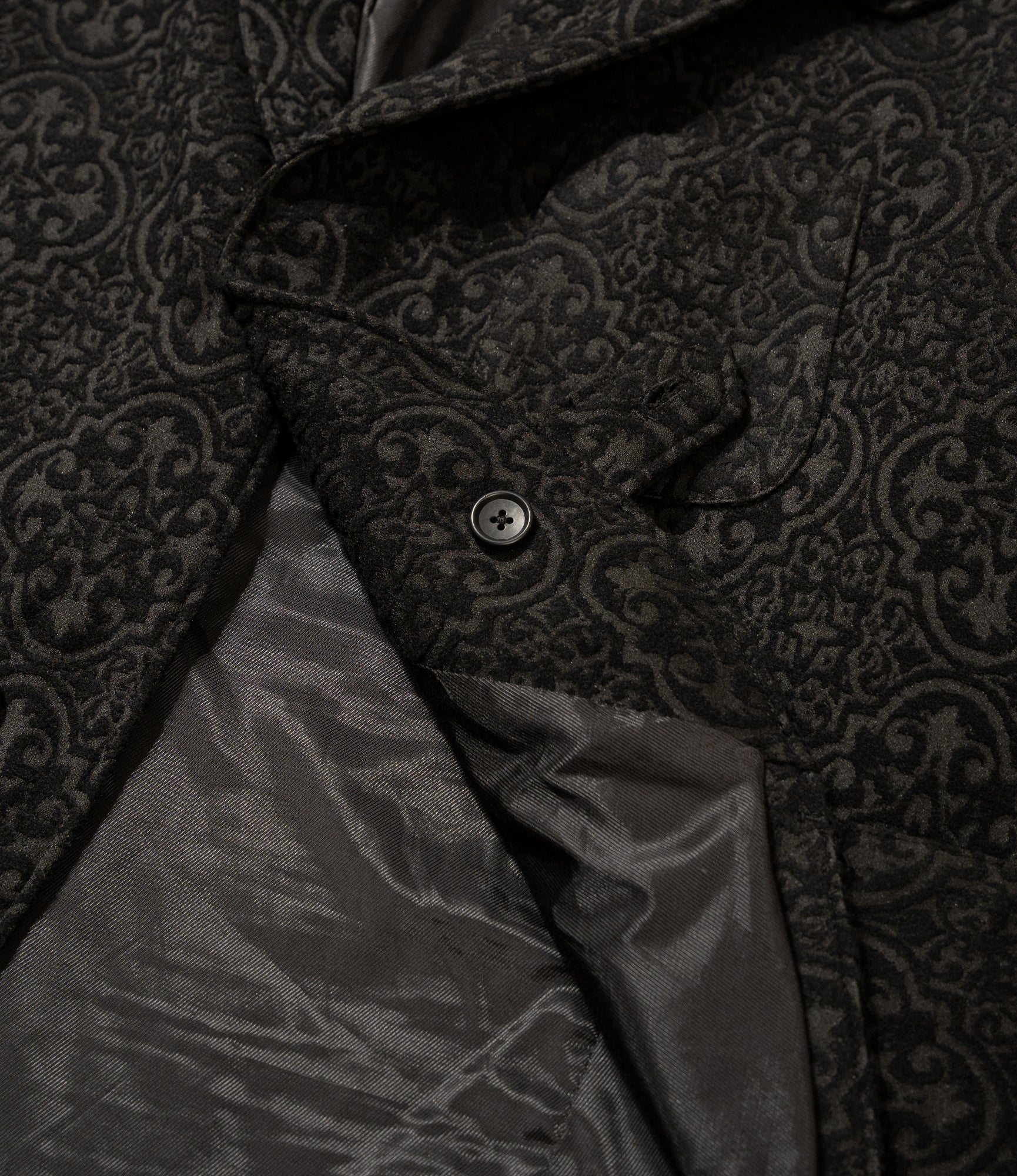 Slanted Jacket - Black Crest Flocked Jacquard