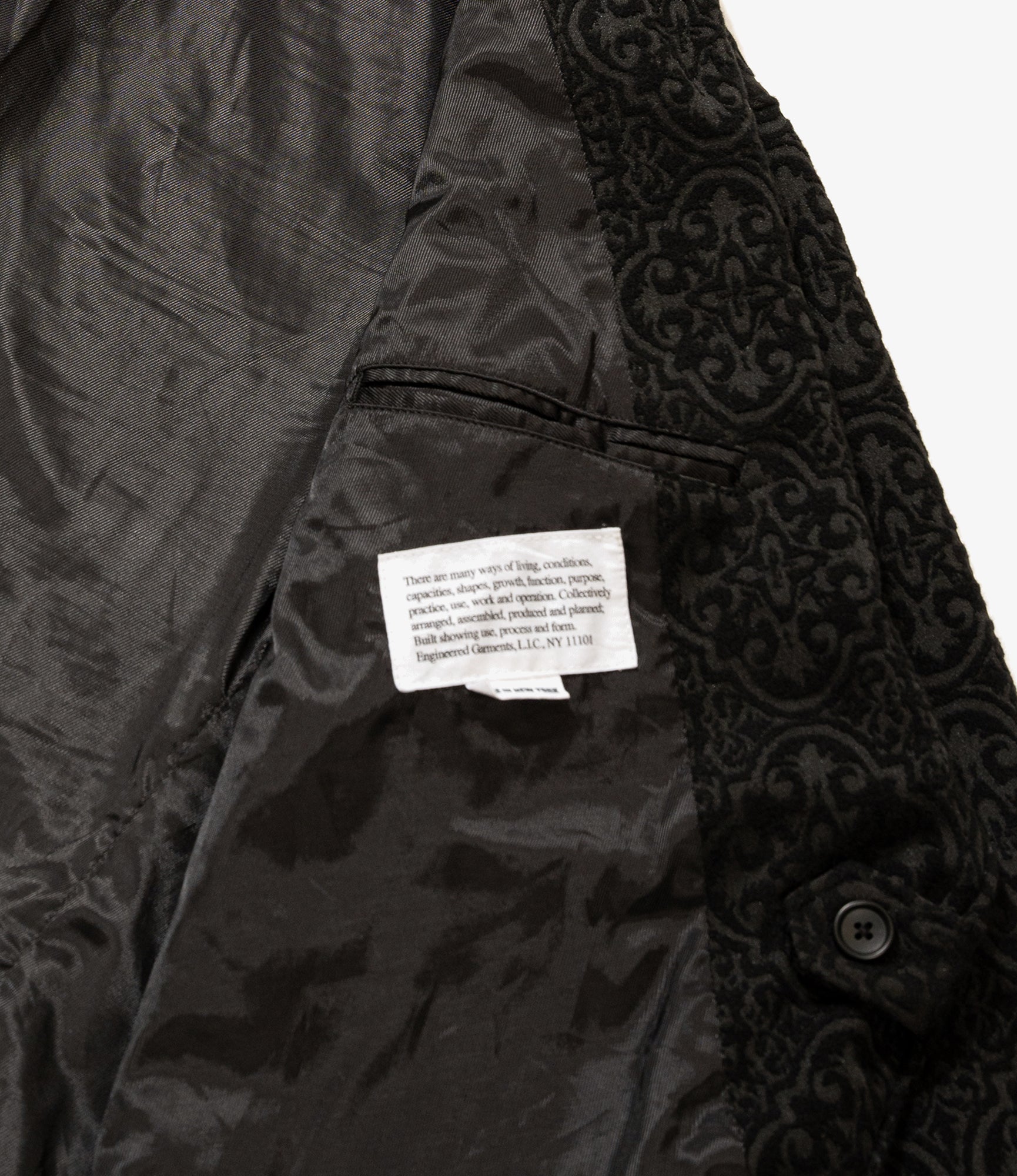 Slanted Jacket - Black Crest Flocked Jacquard