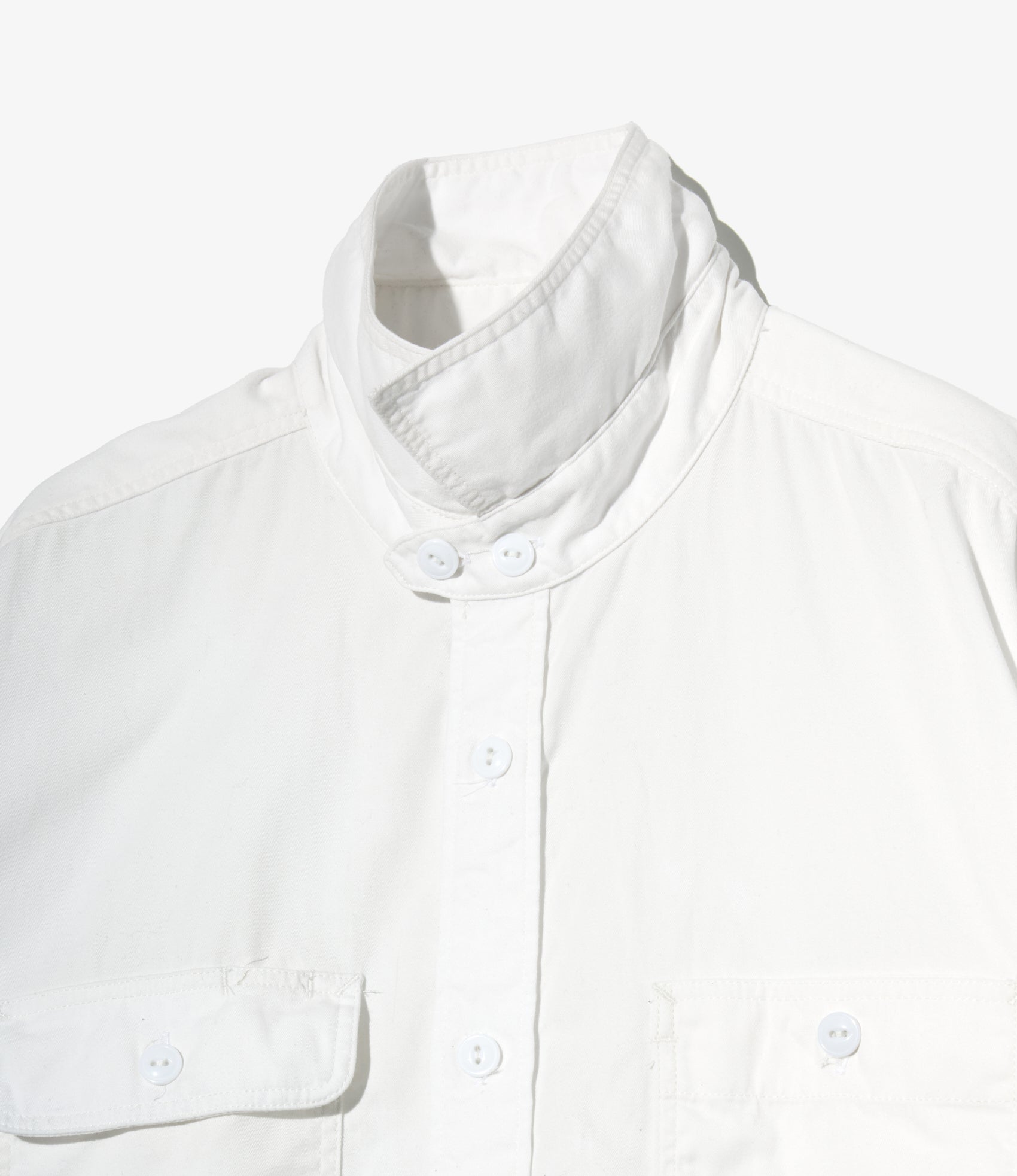 Utility Shirt - White Cotton Micro Sanded Twill