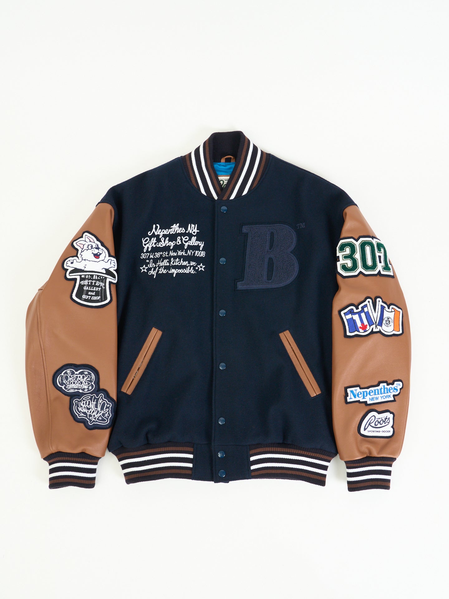 NNY x Better Gift Shop - Roots Leather Varsity Jacket