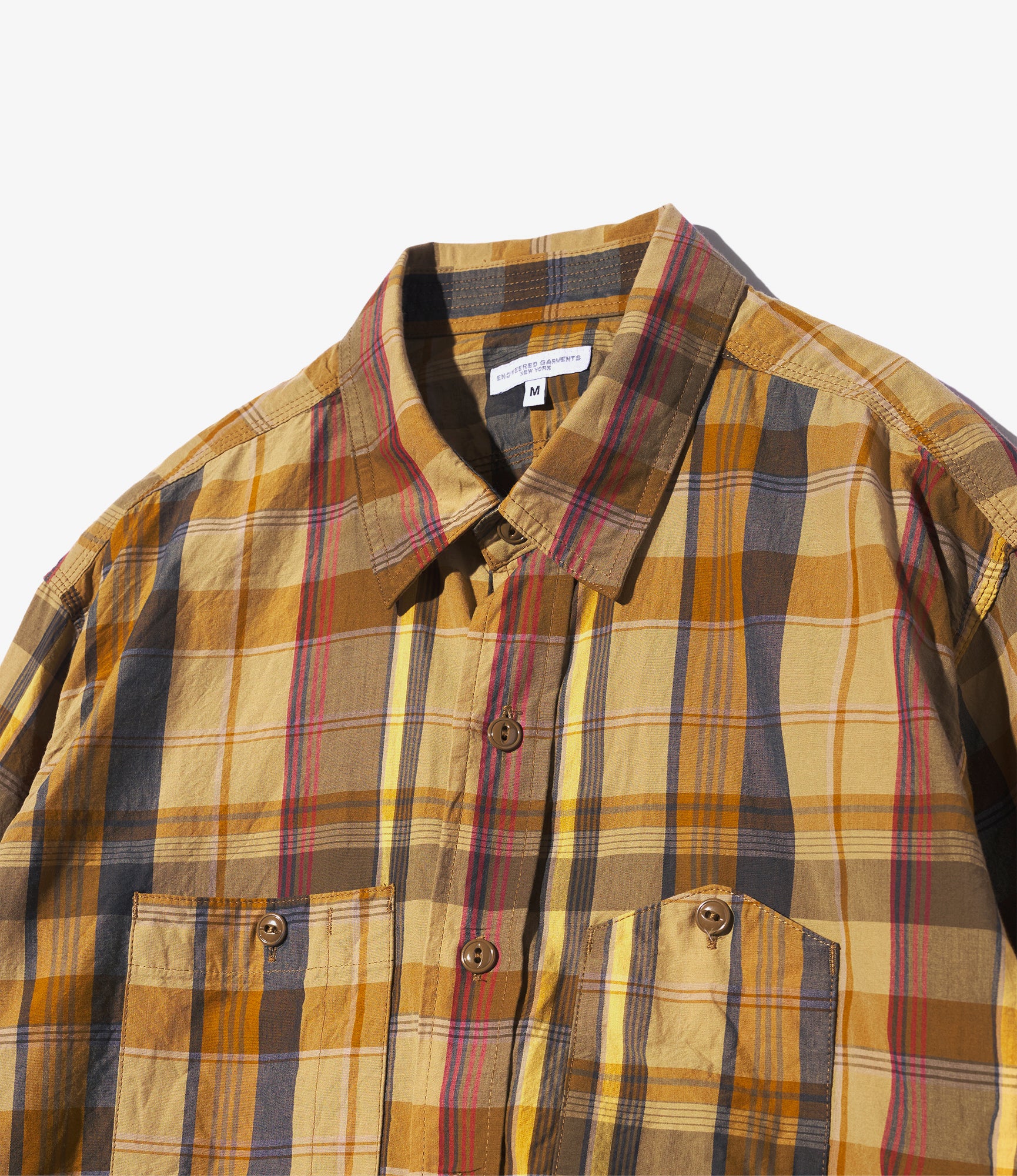 Work Shirt - Olive Cotton Madras Plaid