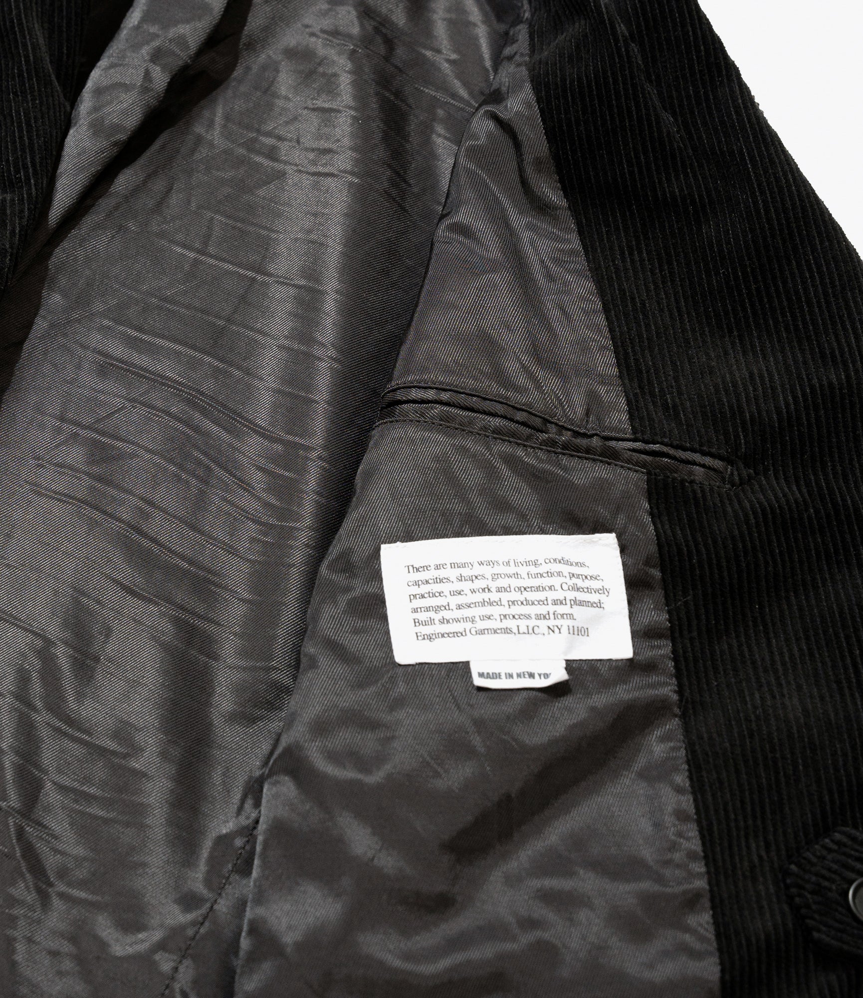 Slanted Jacket - Black Cotton 8W Corduroy