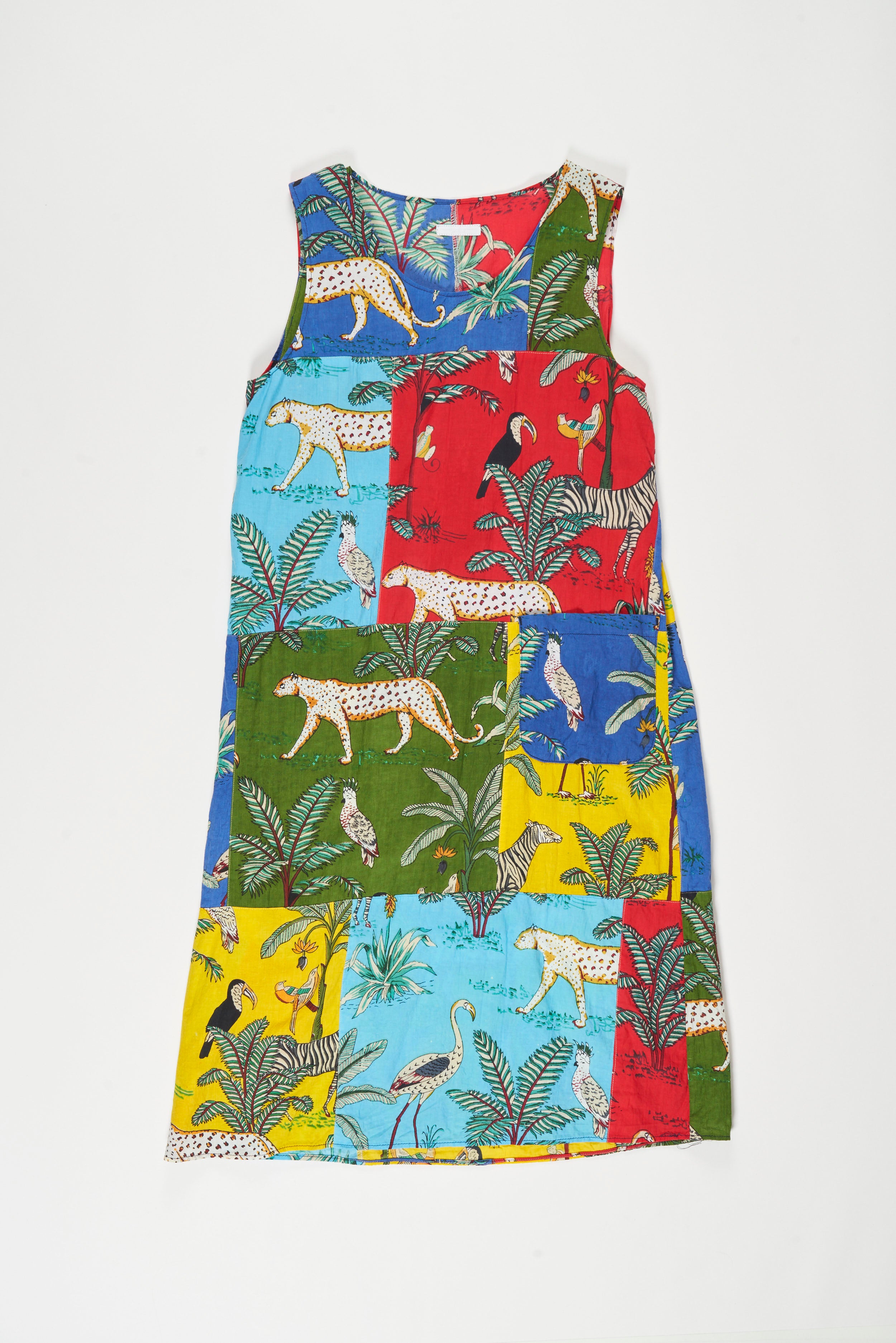 Wrap Vest Dress - Multi Color Animal Print Patchwork