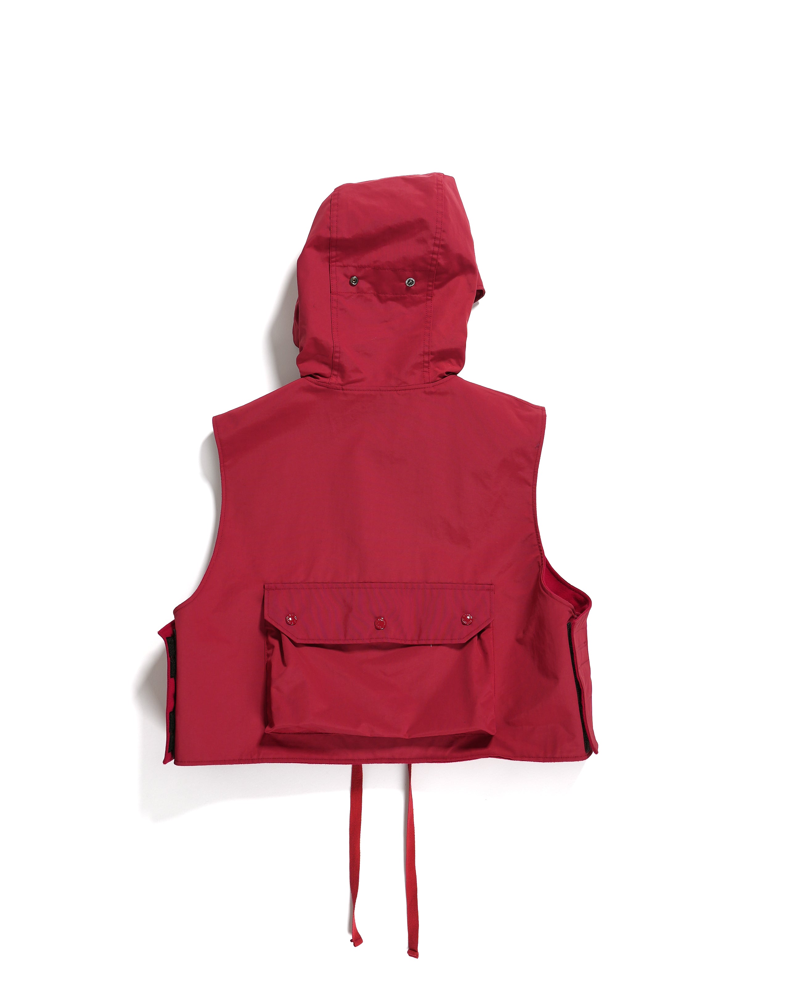 Hooded Short Vest - Red Nylon Poplin