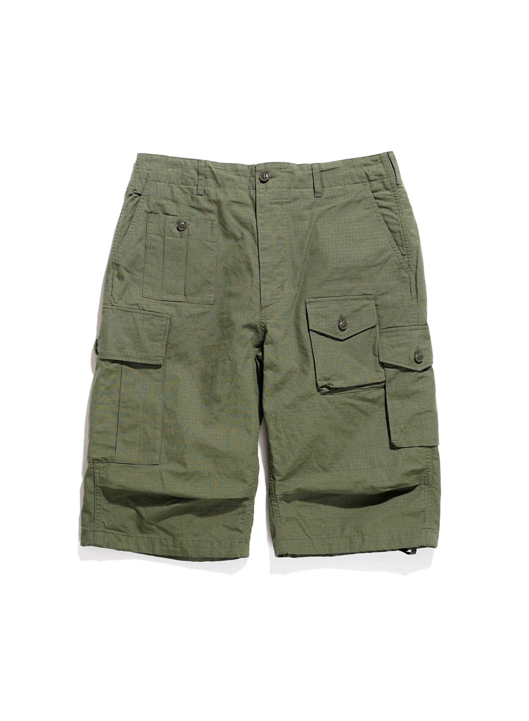 BDU 3/4 Shorts BEAMS Plus - Olive Cotton Ripstop | Nepenthes New York