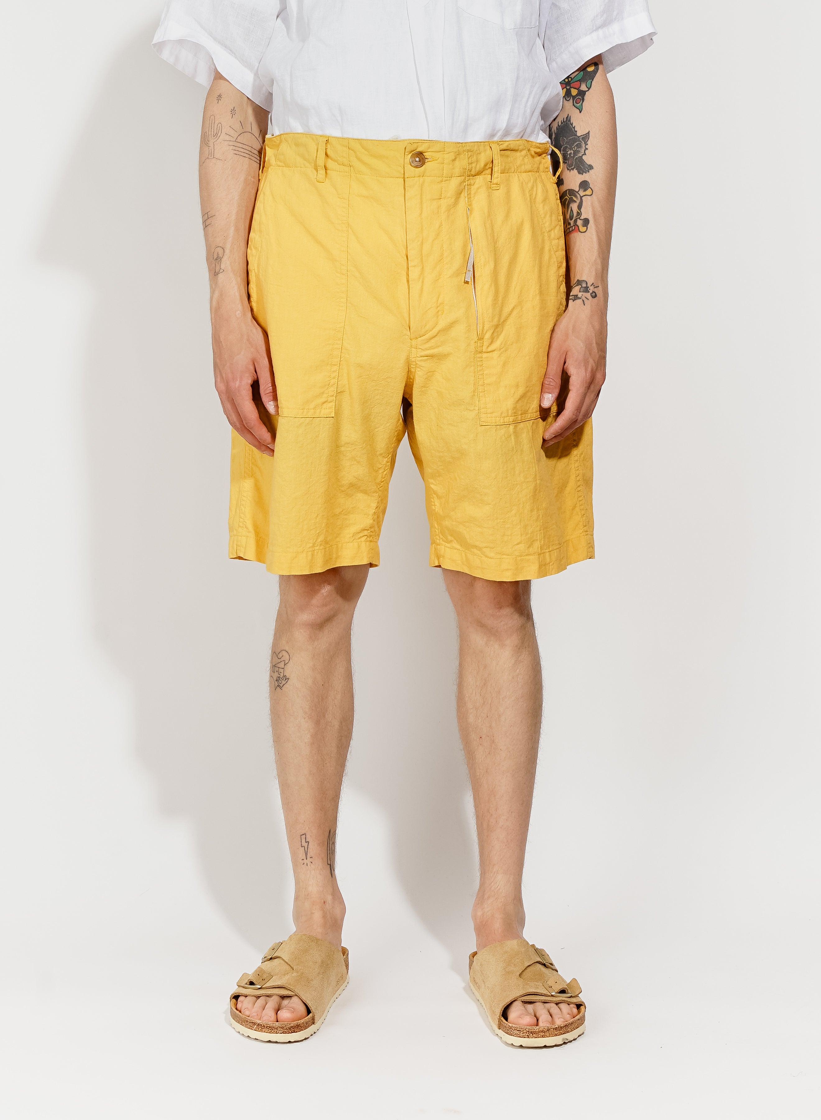 Fatigue Short - Yellow Cotton Sheeting | Nepenthes New York