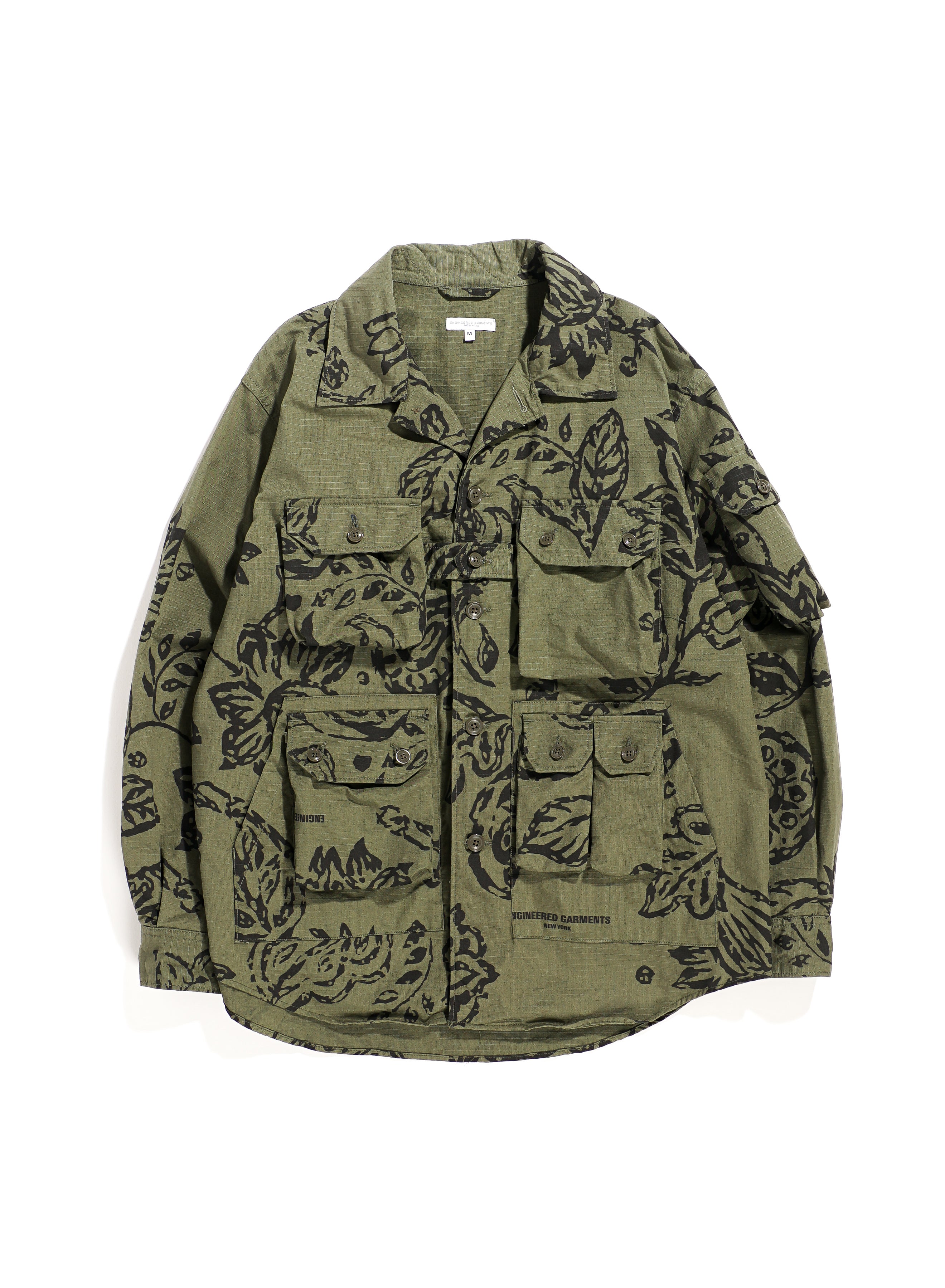 Explorer Shirt Jacket - Olive Floral Print Ripstop | Nepenthes New