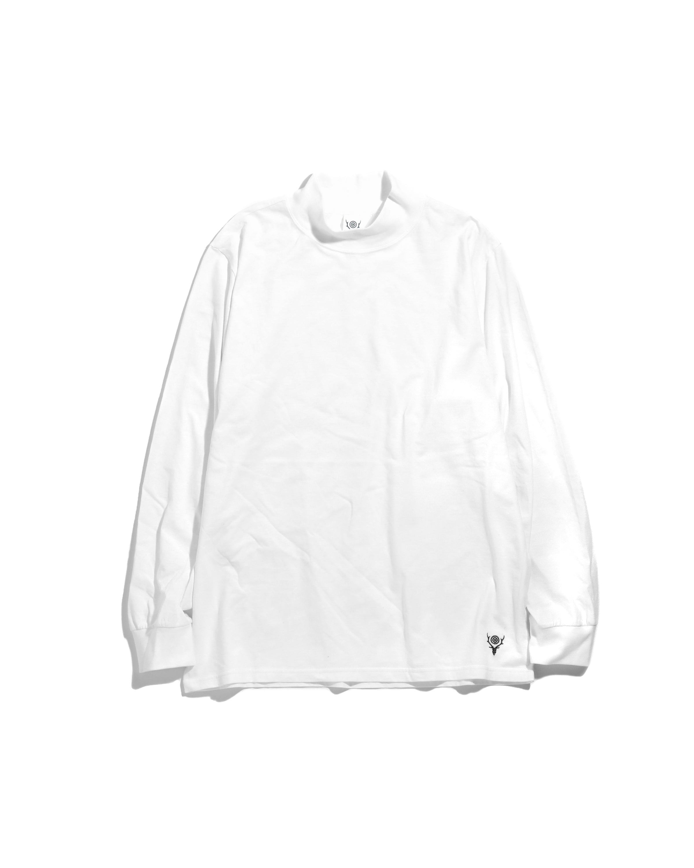 L/S Mock Neck Tee - Cordura Jersey - White | Nepenthes New York