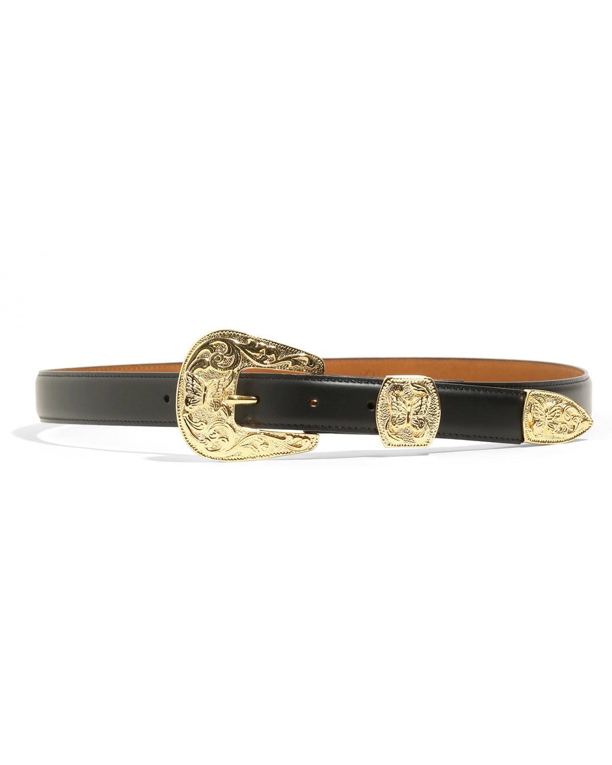 Papillon Western Tip Belt - Steer Leather - Black | Nepenthes New York