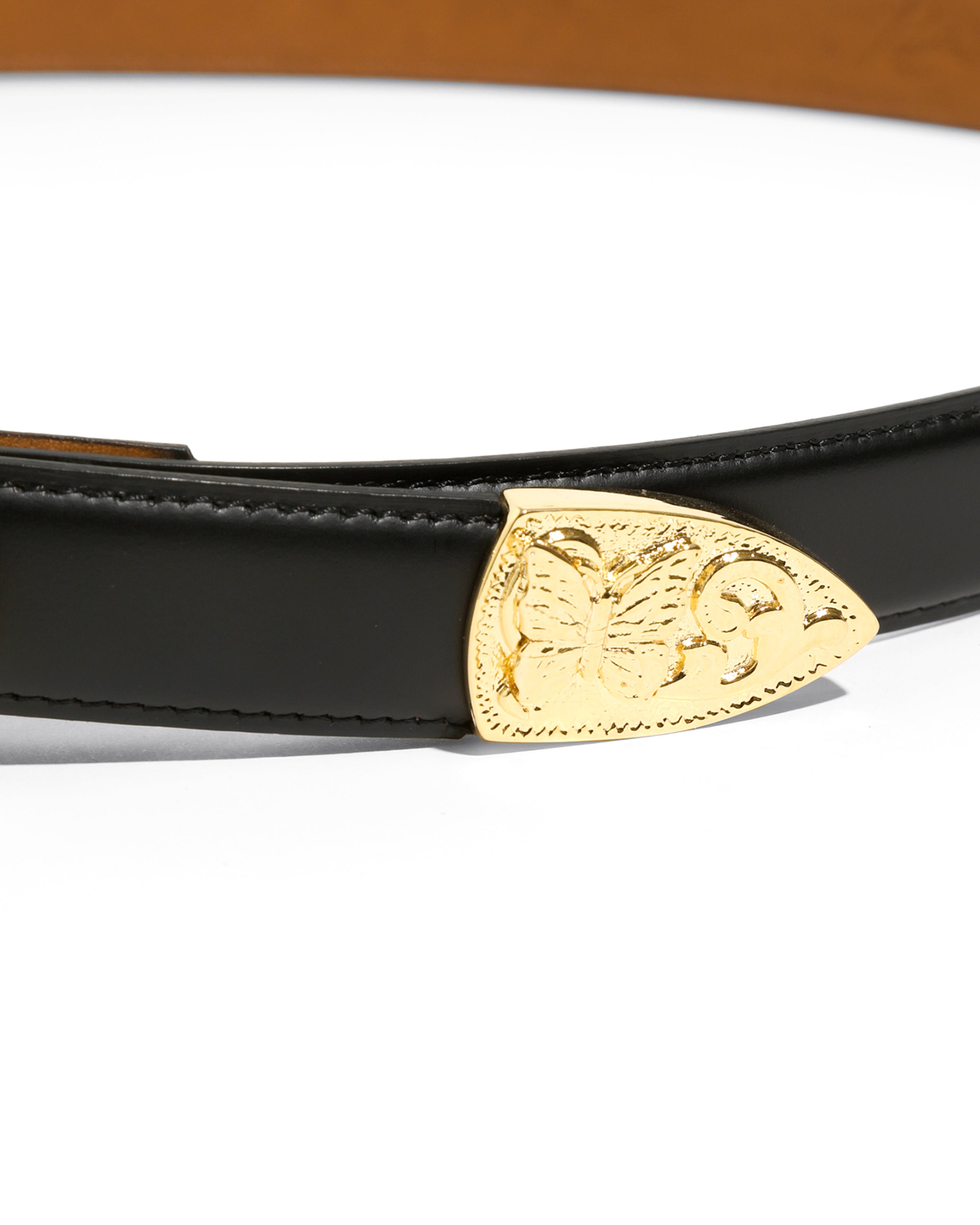 Papillon Western Tip Belt - Steer Leather - Black
