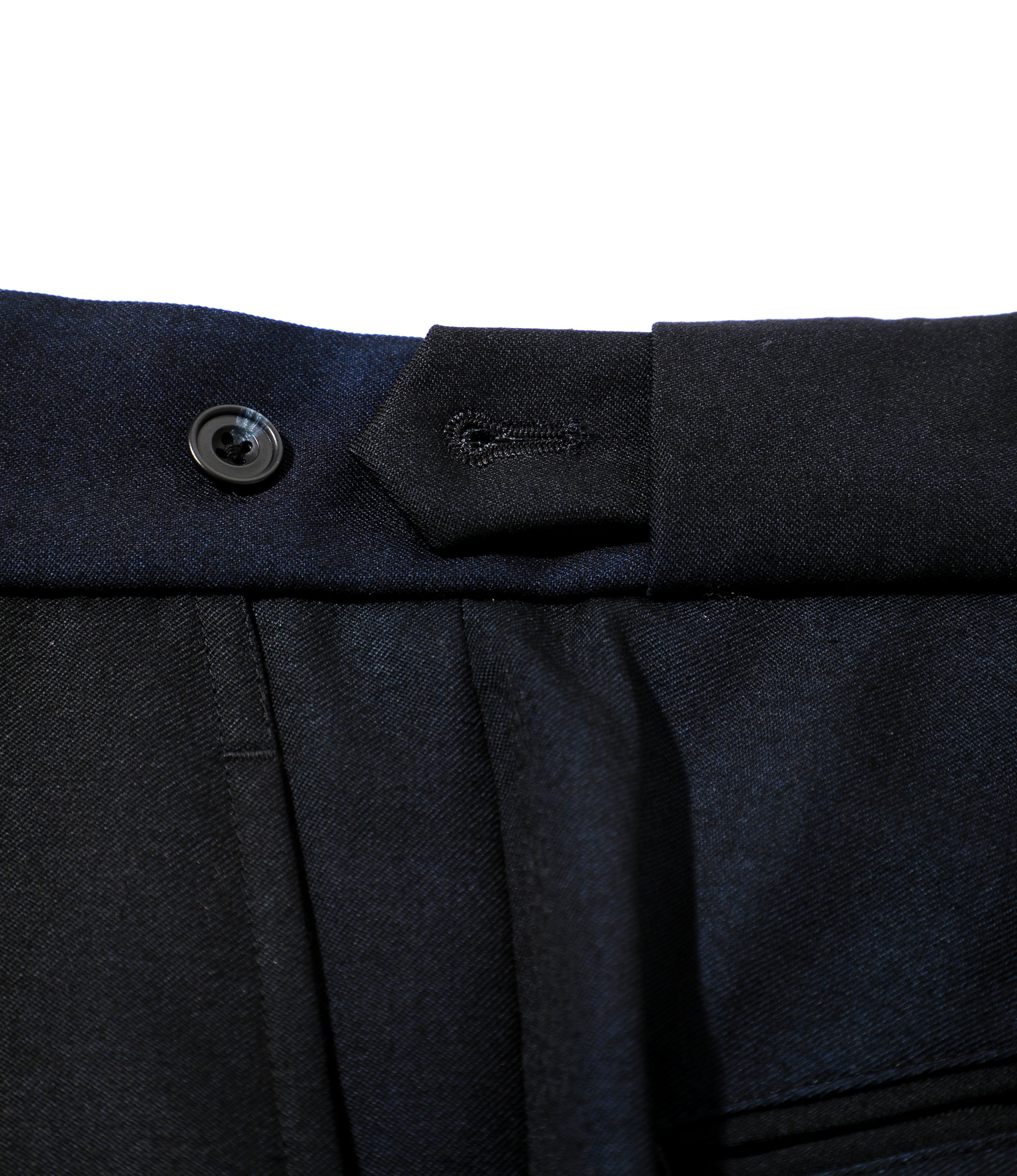 Side Tab Trouser - Navy Wool Gabardine / Uneven Dye