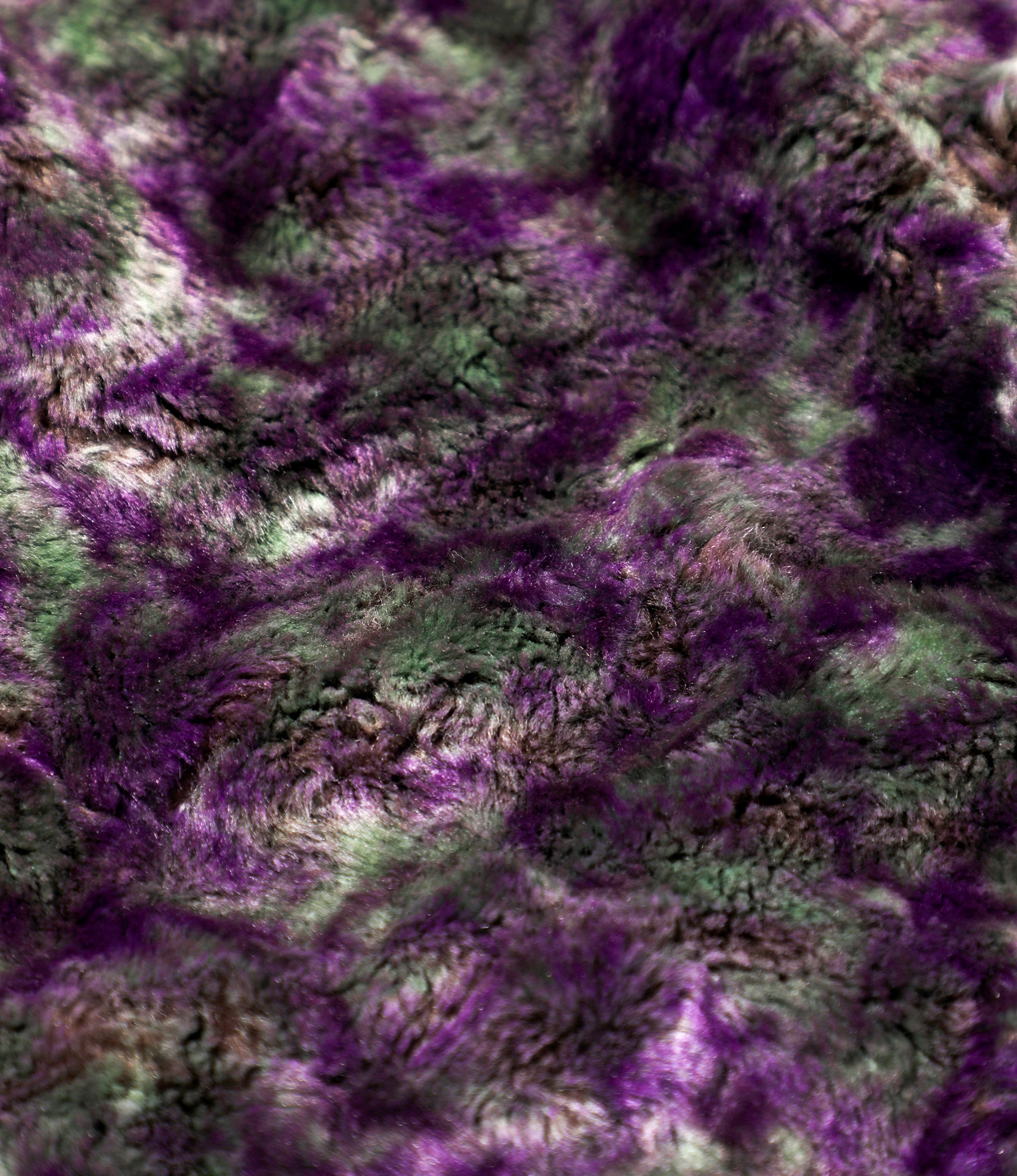 Fur Jacket - Purple/Green - Faux Fur / Uneven Printed